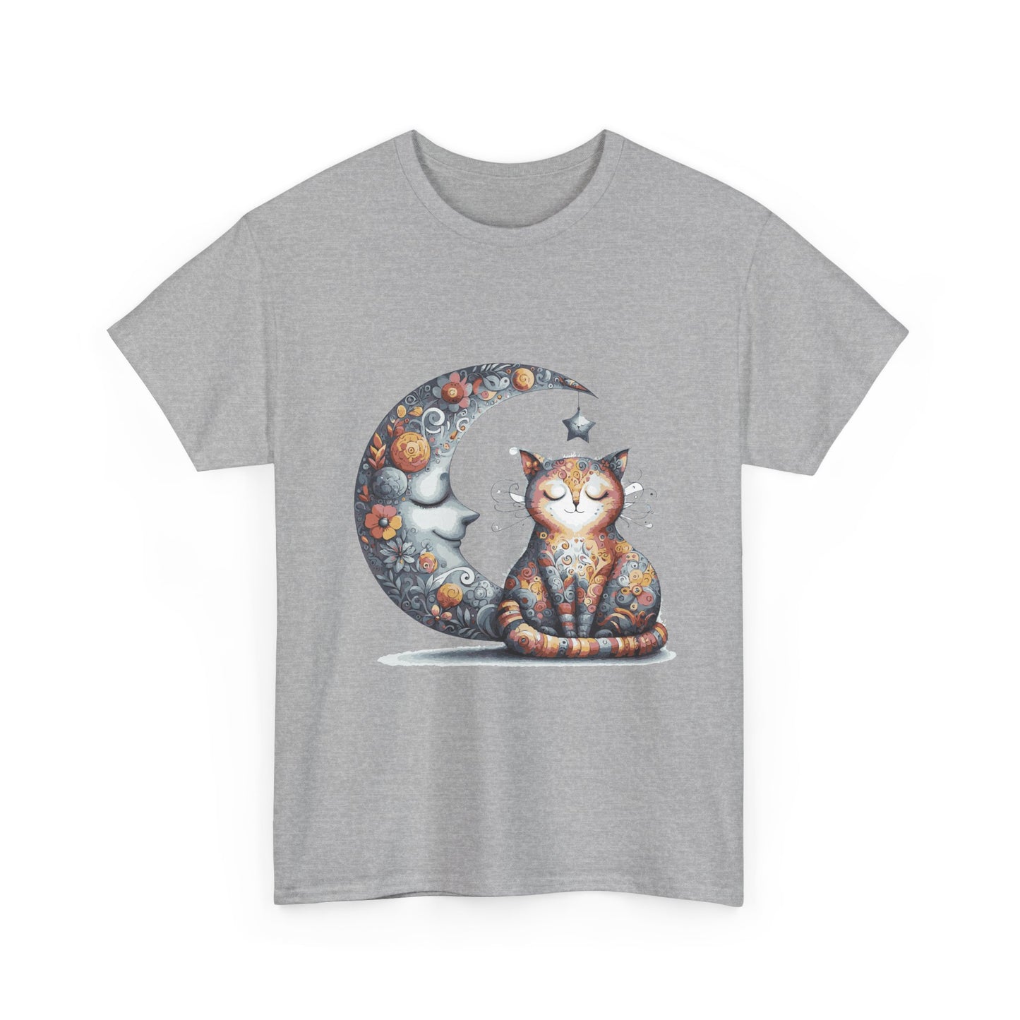 Cat Moon T-Shirt — Whimsical Cosmic Cat Graphic Tee