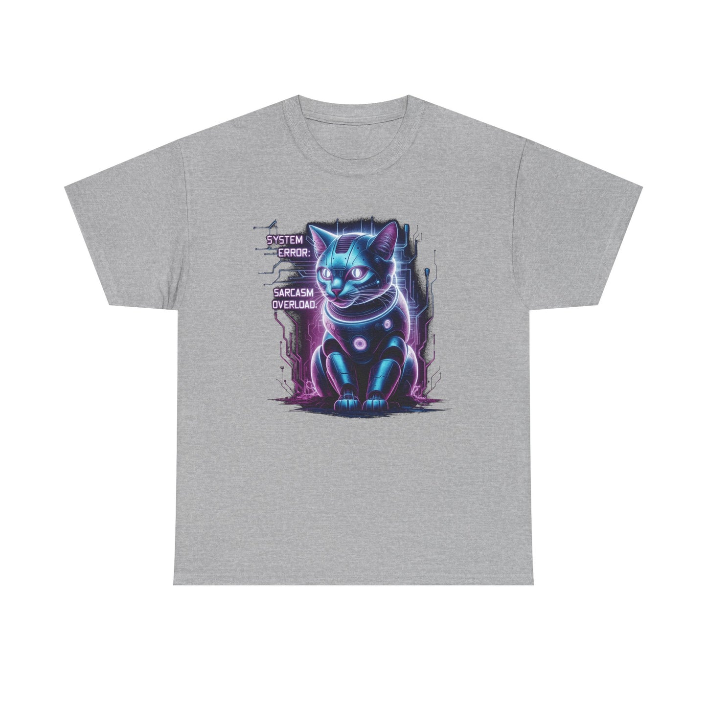 Neon Cyberpunk Lucky Cat T-Shirt — "Problem Solver, Sarcasm Overload"