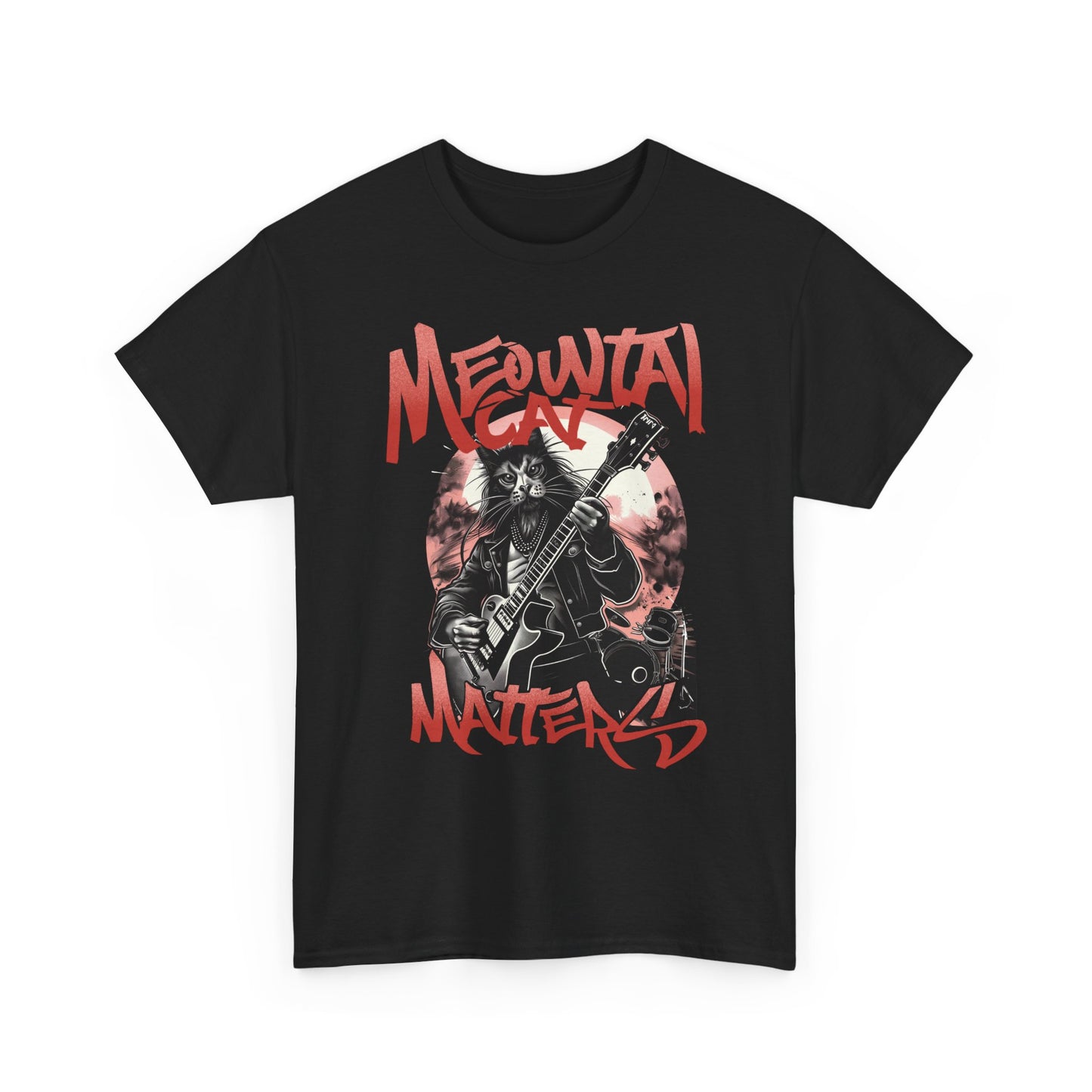 Cat Metal T-Shirt – “Meowtal Matters” Rock Guitar Cat Tee