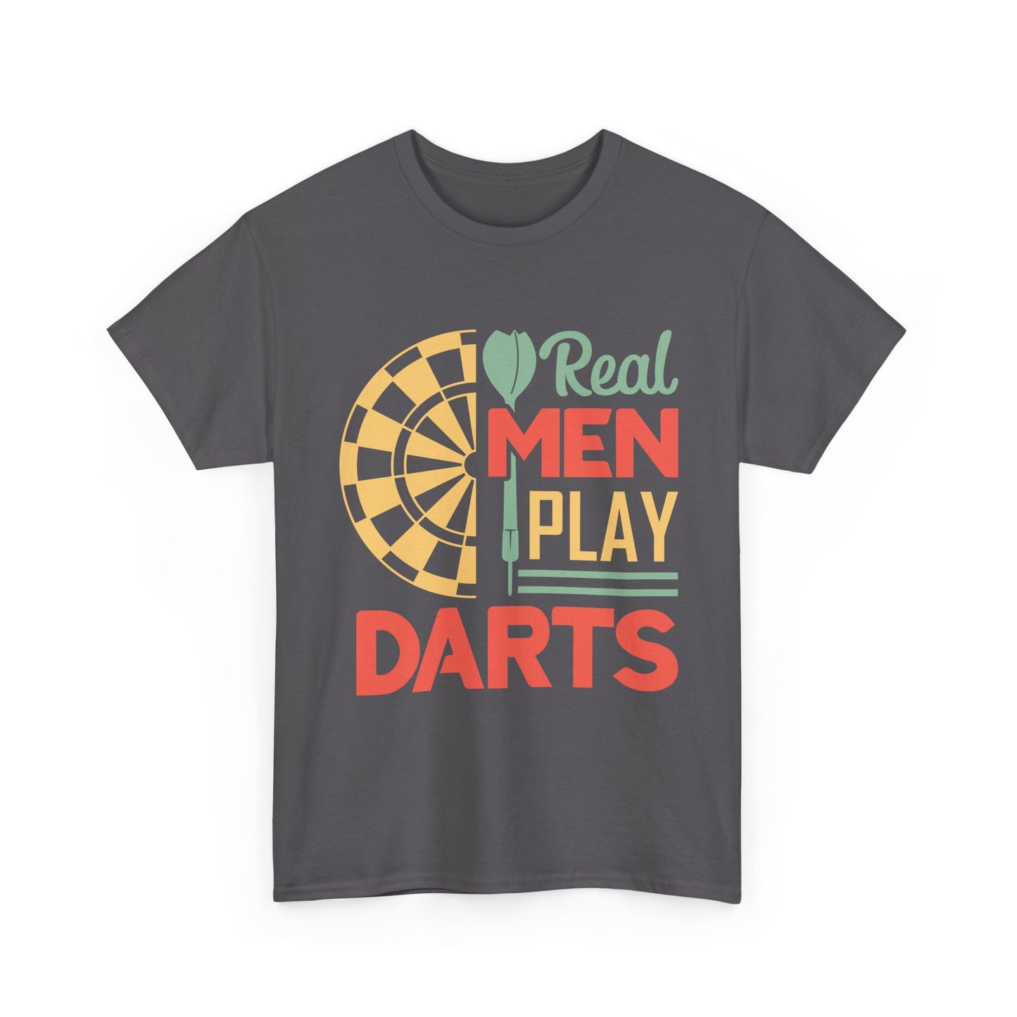 Darts T-Shirt — “Real Men Play Darts” Retro Dartboard Tee