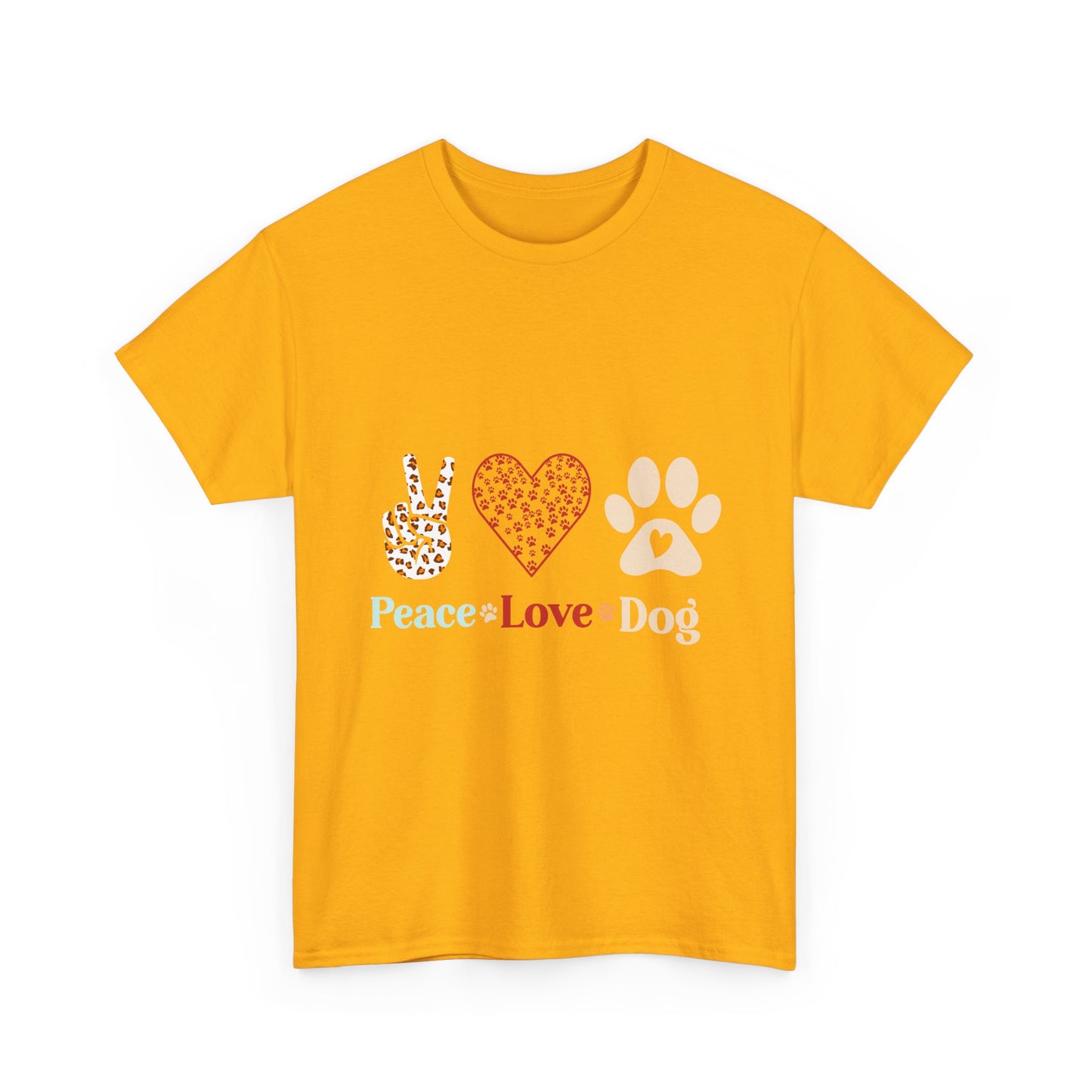 Peace Love Dog T-Shirt - Paw Print & Peace Sign Graphic Tee for Dog Lovers