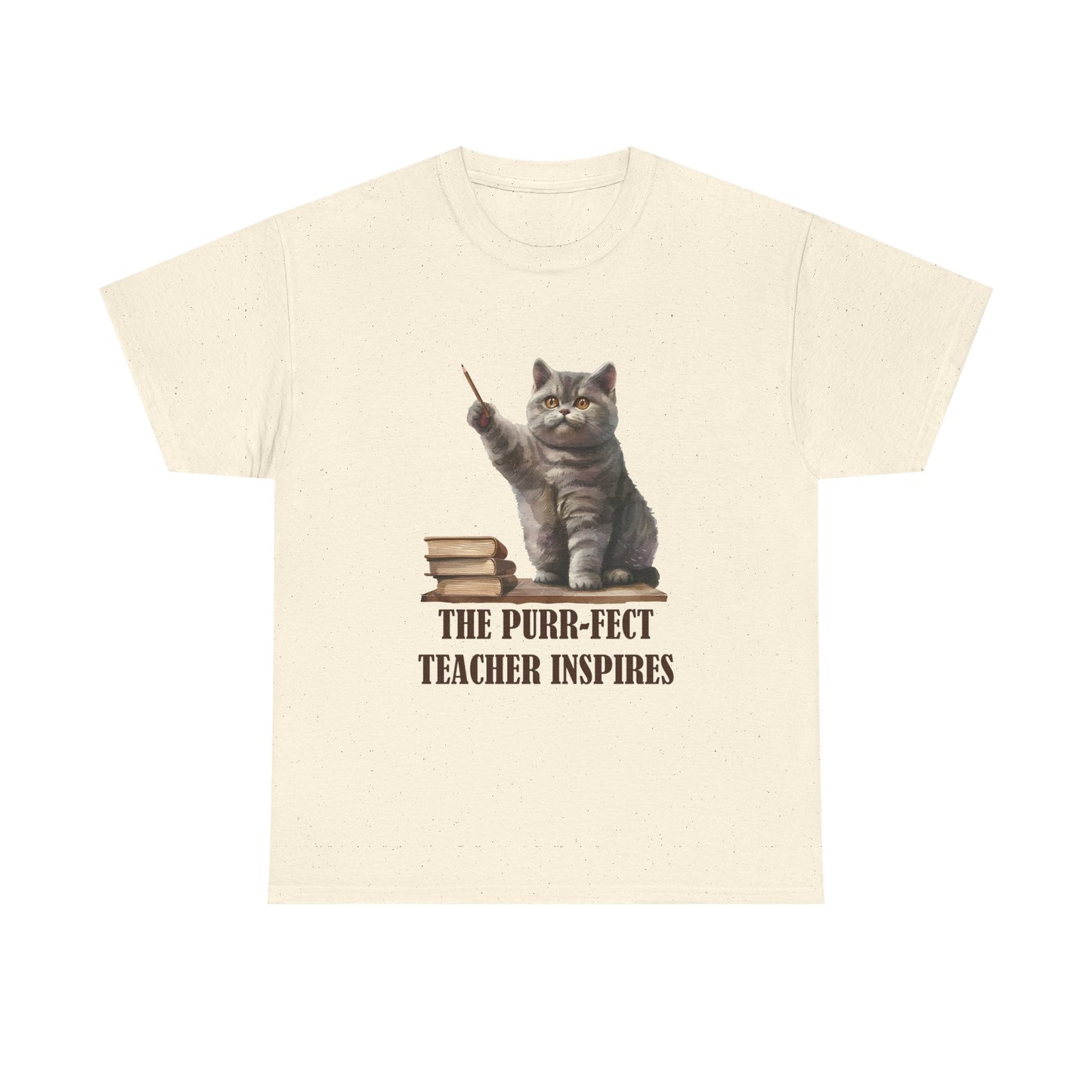 Teacher Cat T-Shirt — "The Purr-fect Teacher Inspires" Cute Gift for Educators