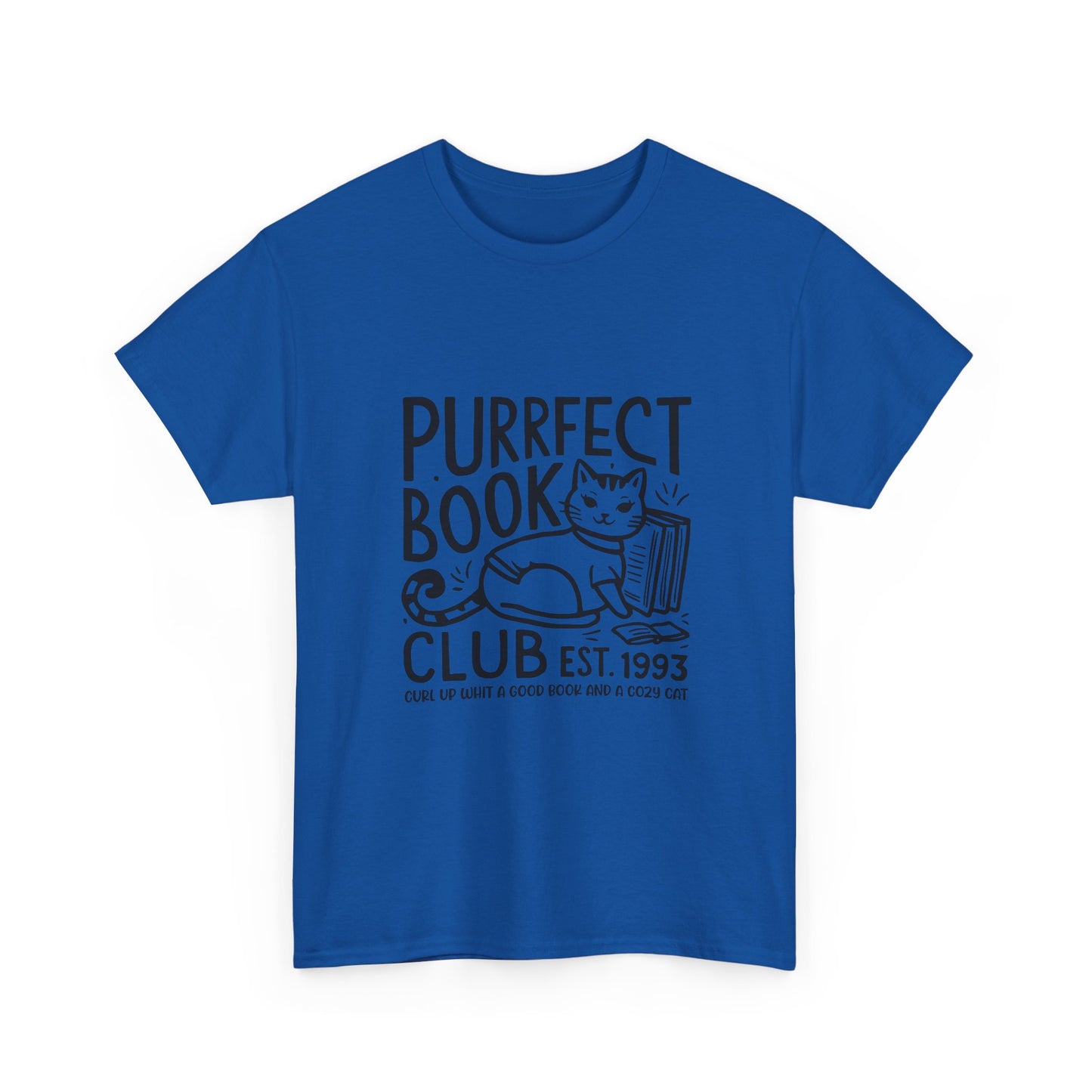 Purrfect Book Club T-Shirt — Cute Cat & Books Graphic Tee for Readers