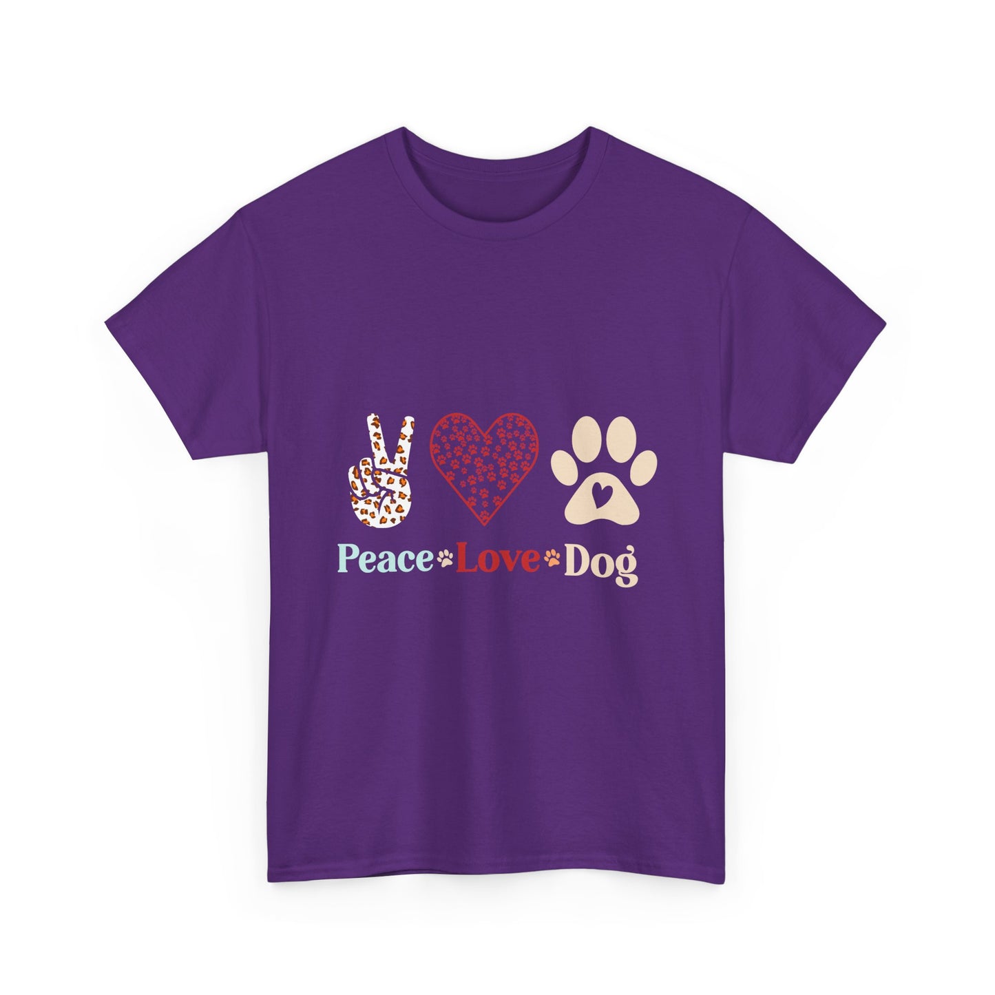 Peace Love Dog T-Shirt - Paw Print & Peace Sign Graphic Tee for Dog Lovers
