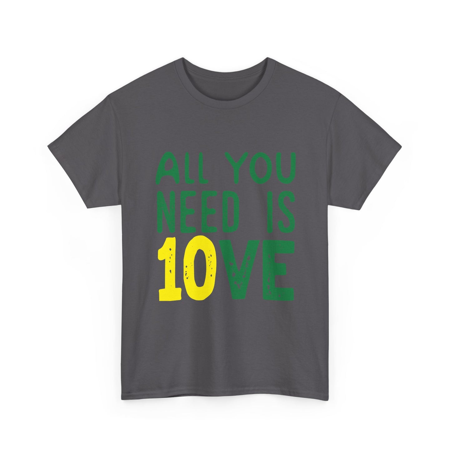 T-Shirt — "All You Need Is 10VE" Retro Green & Yellow Love Tee