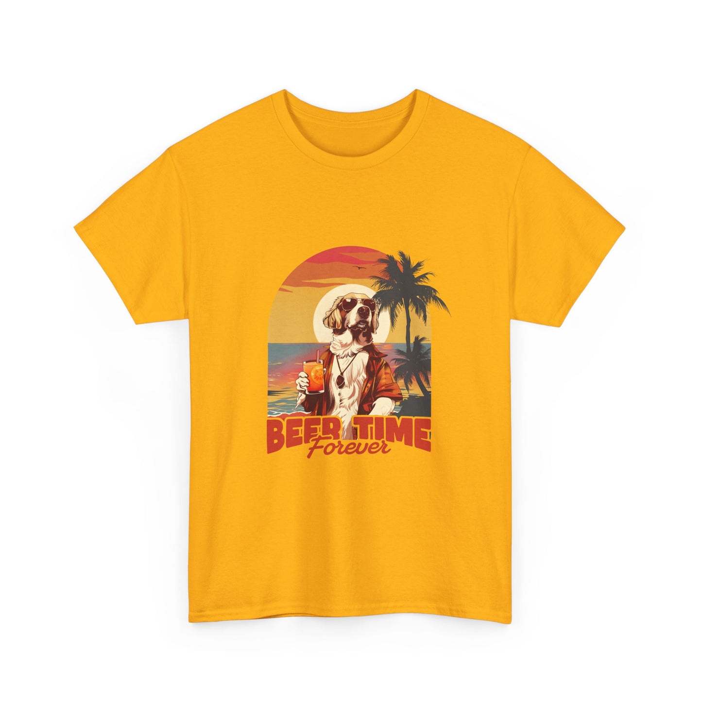 Beer Time Forever T-Shirt — Retro Beach Dog Vacation Tee