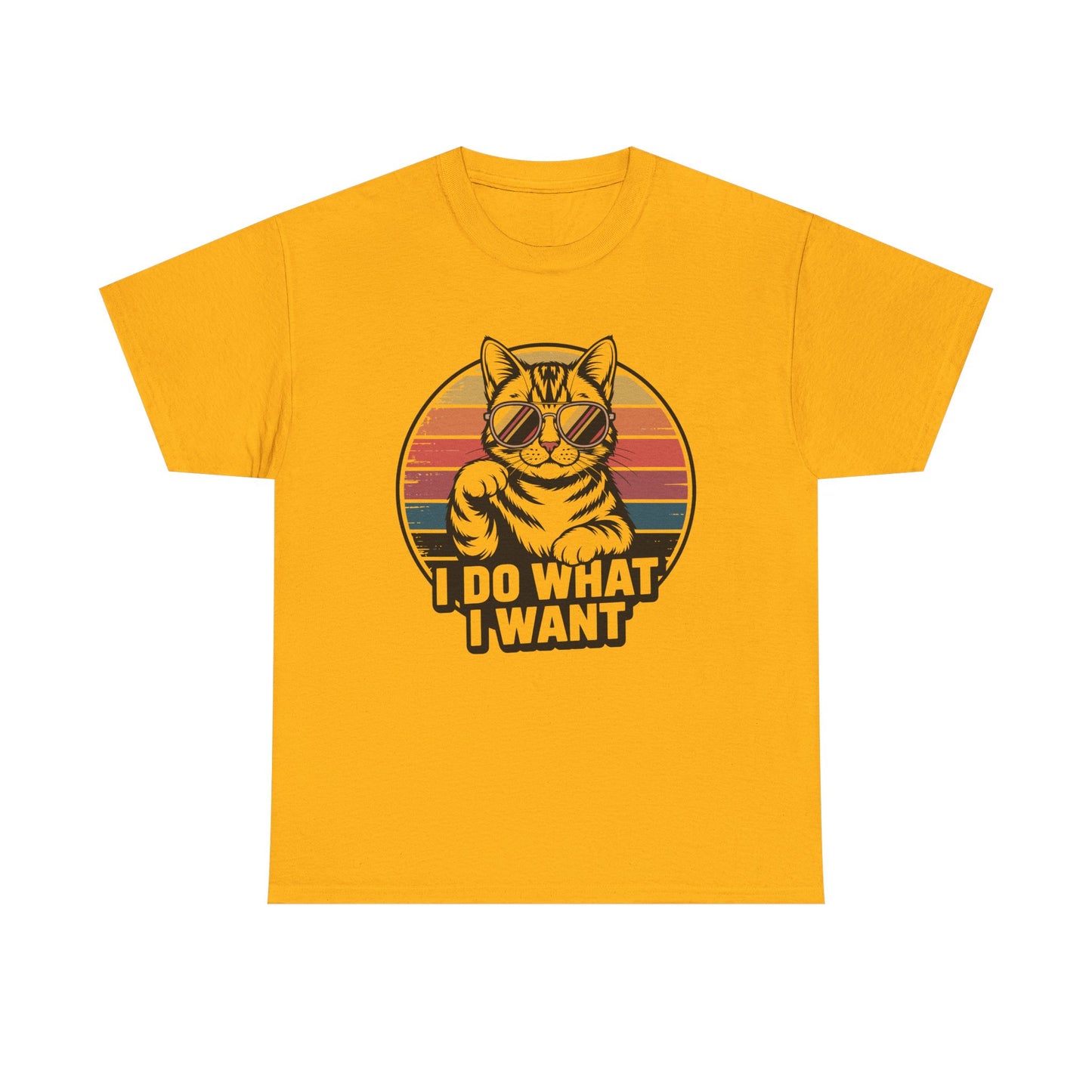 I Do What I Want Cat T-Shirt — Retro Sunglasses Vintage Stripe Graphic Tee