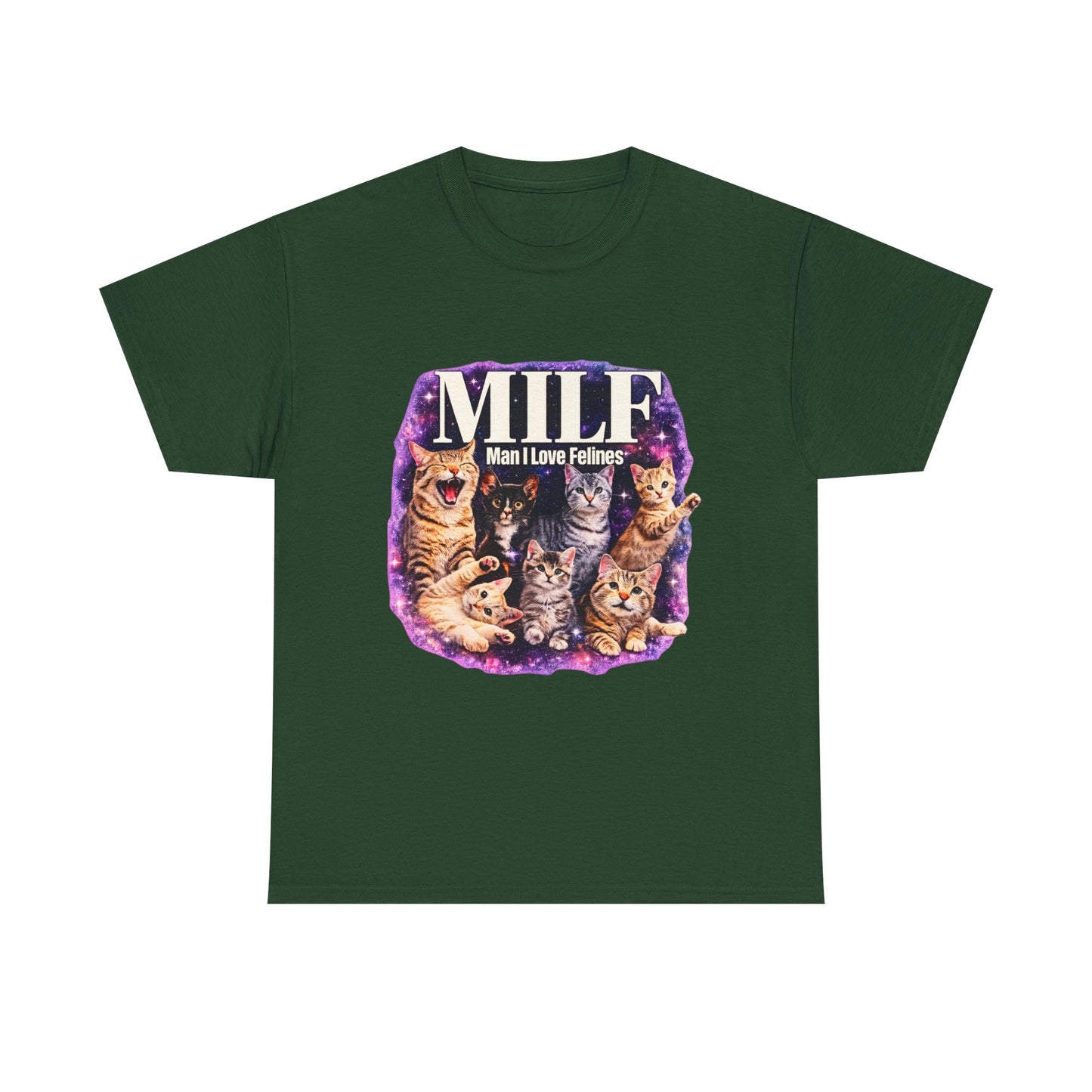Cat Lover Tee — "MILE: Man I Love Felines" Graphic T-Shirt