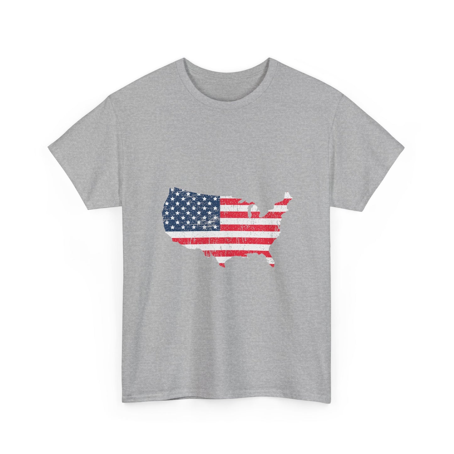 USA Flag Map T-Shirt — Distressed American Flag Outline Tee