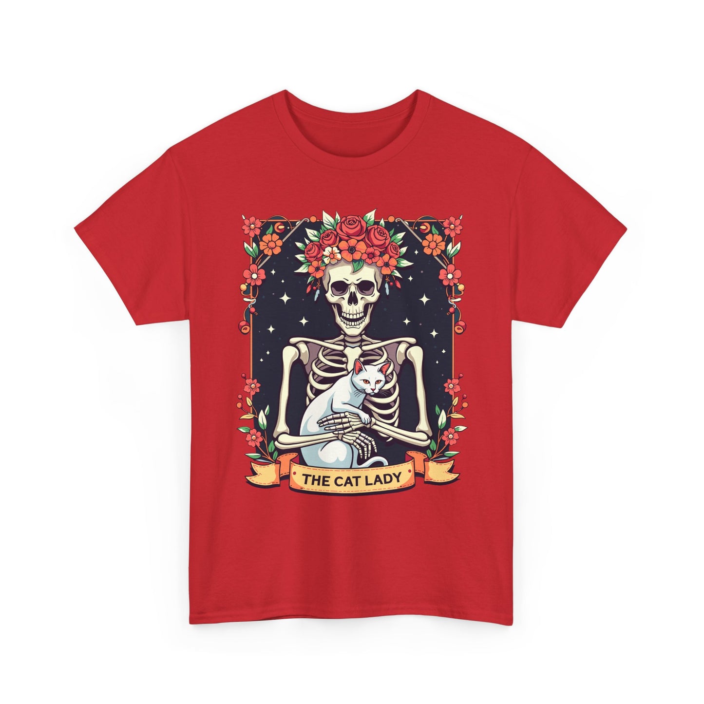 Cat Lady Skeleton T-Shirt — Floral Day of the Dead Cat Tee