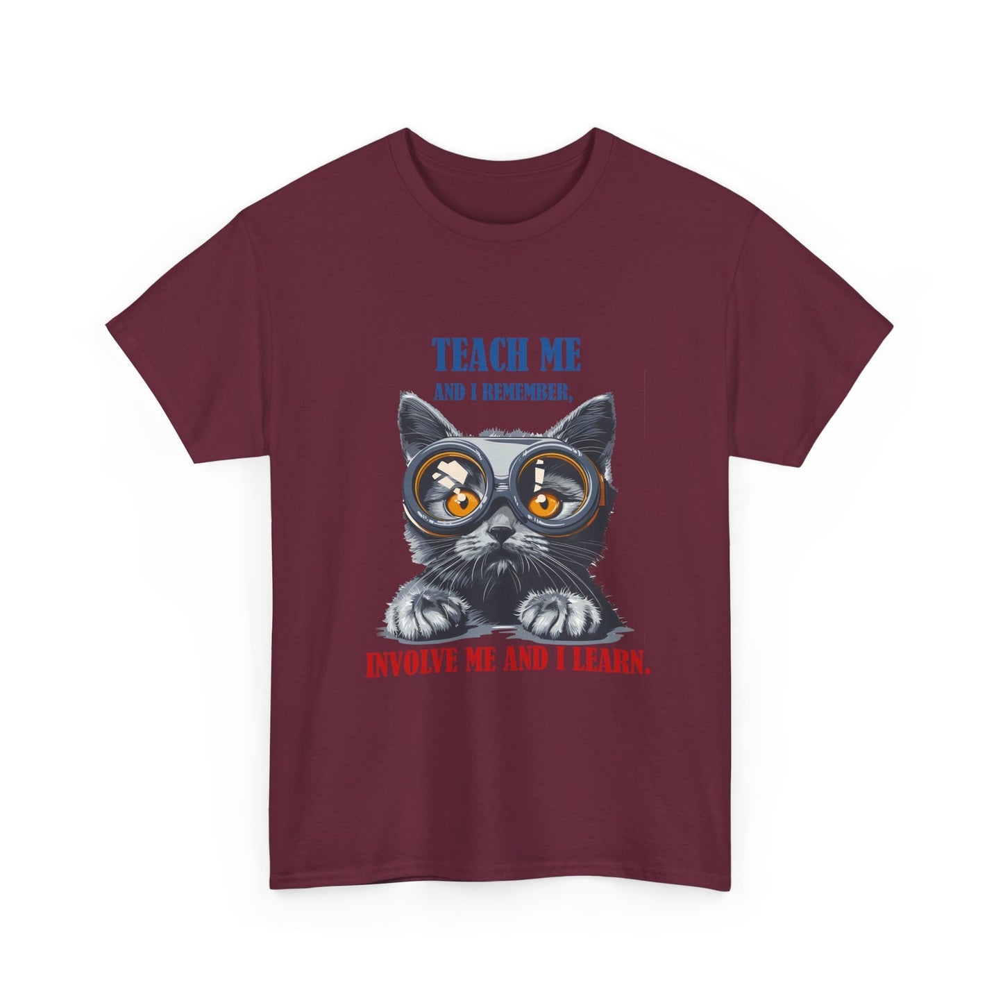 Cat Teacher T‑Shirt — “Teach Me and I Remember, Involve Me and I Learn” Educational Cat Tee