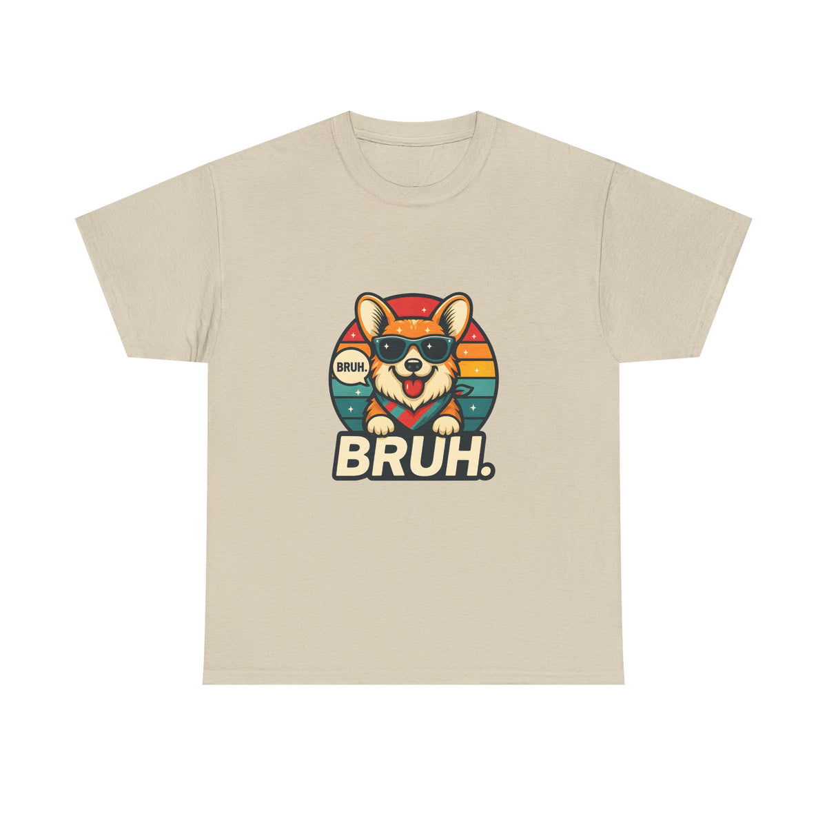Corgi 'BRUH' Graphic Tee - Retro Sunglasses Dog T-Shirt
