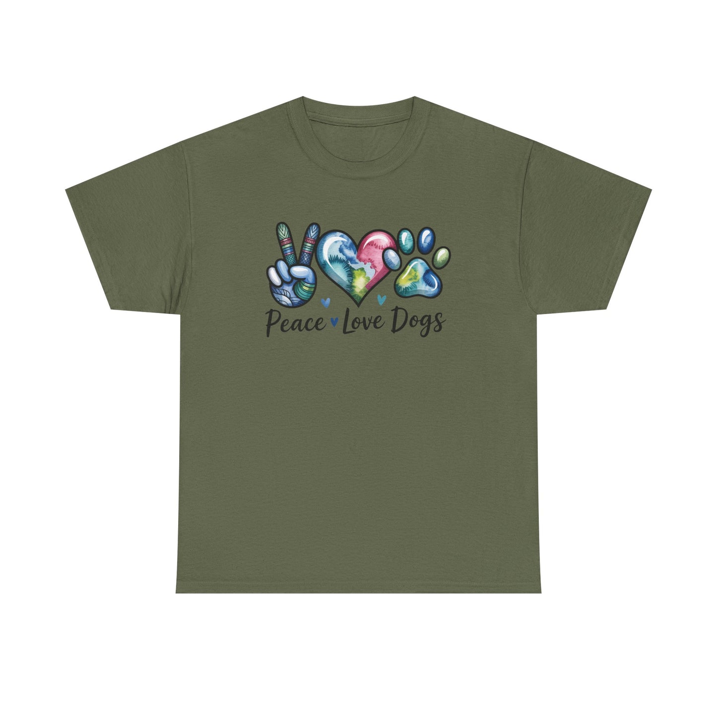 Peace Love Dogs T-Shirt — Cute Paw Print Graphic Tee for Dog Lovers