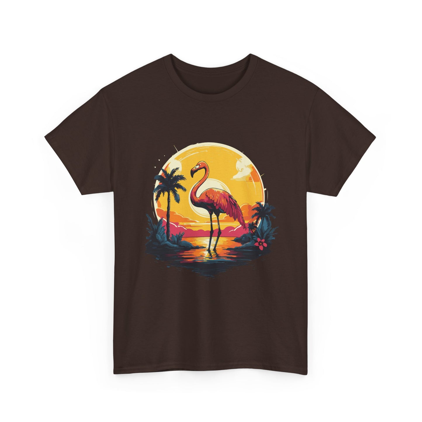 Flamingo Sunset Tee — Tropical Beach Vintage Graphic T-Shirt