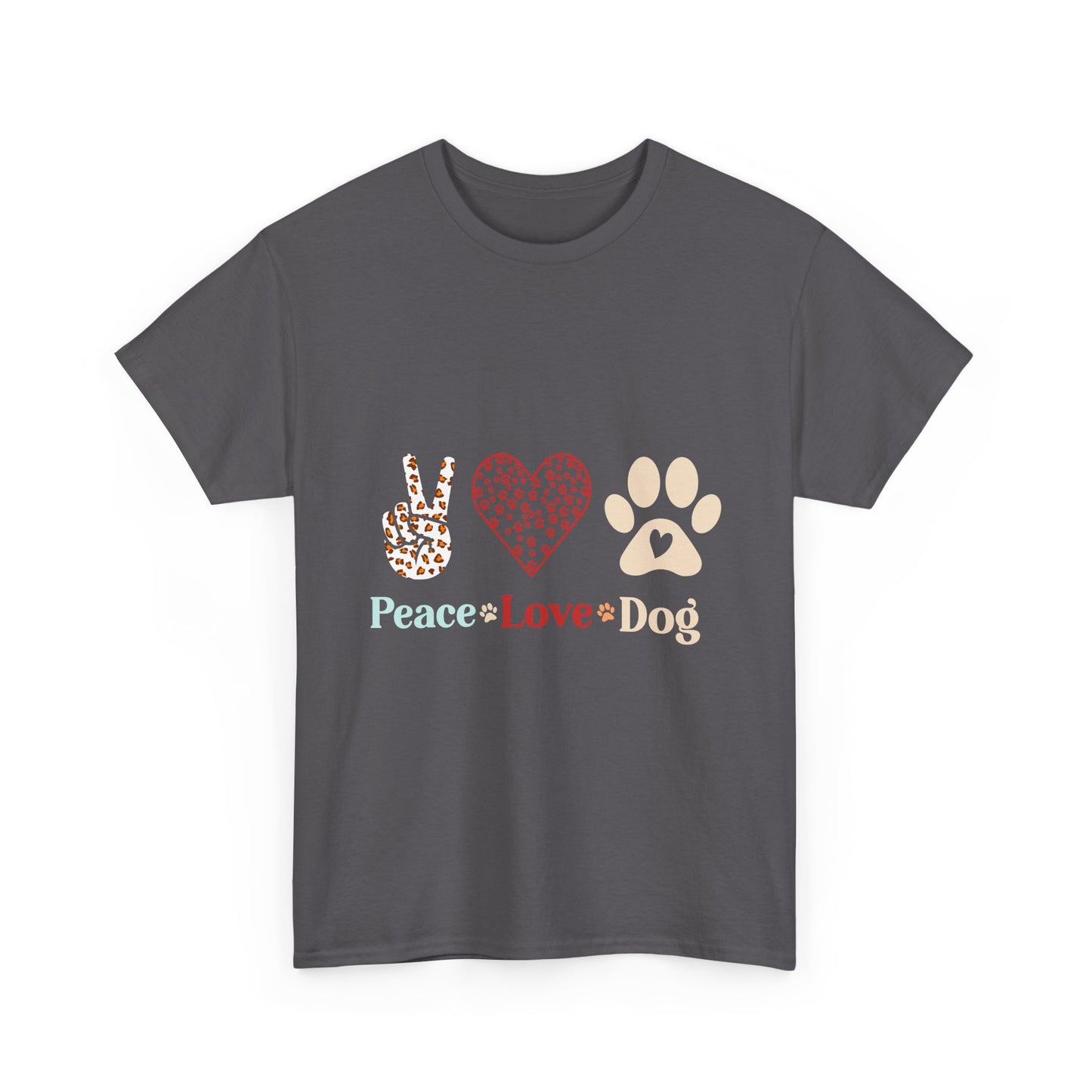 Peace Love Dog T-Shirt - Paw Print & Peace Sign Graphic Tee for Dog Lovers