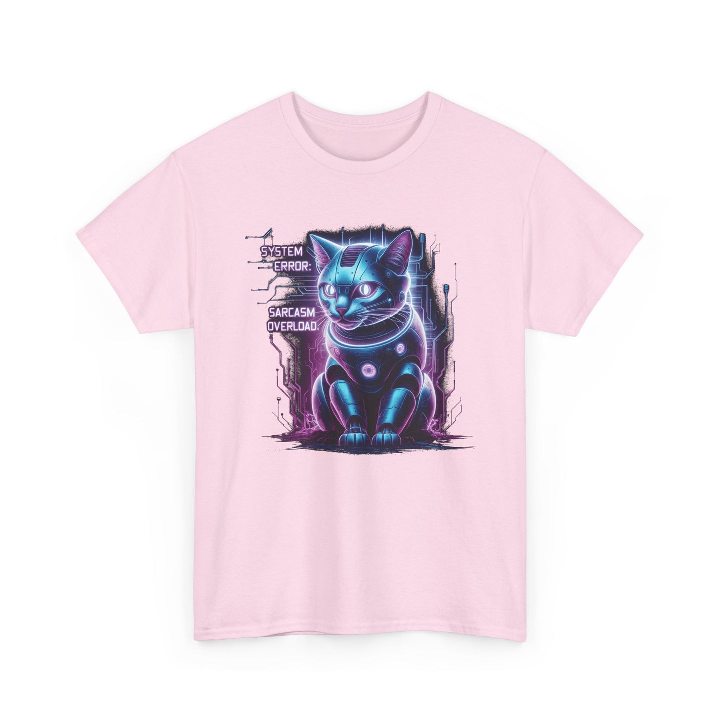 Neon Cyberpunk Lucky Cat T-Shirt — "Problem Solver, Sarcasm Overload"
