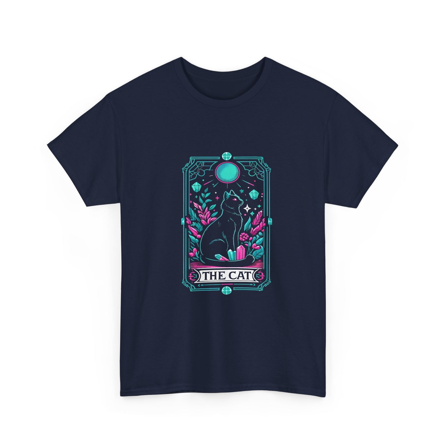 Cat Tarot T-Shirt — "The Cat" Mystical Black Tee