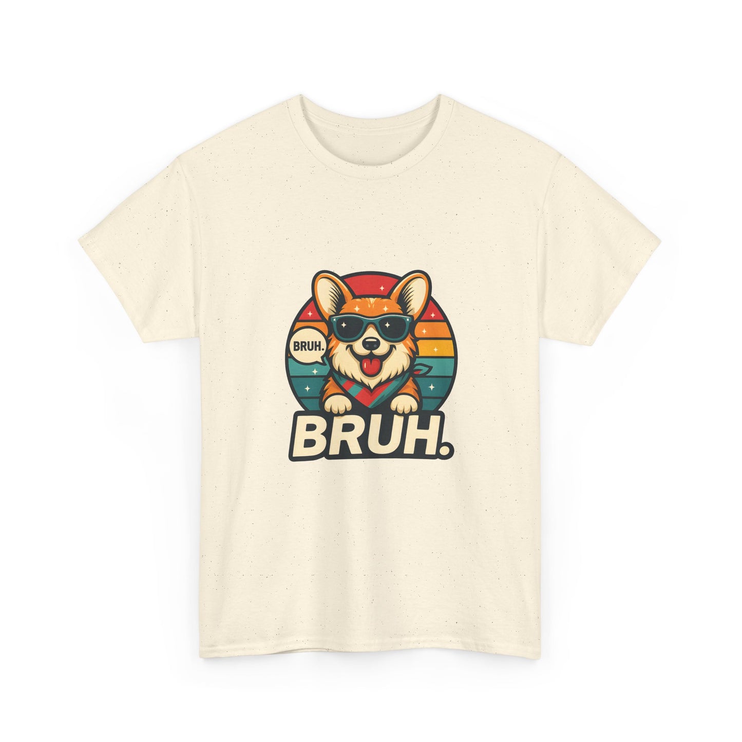 Corgi 'BRUH' Graphic Tee - Retro Sunglasses Dog T-Shirt
