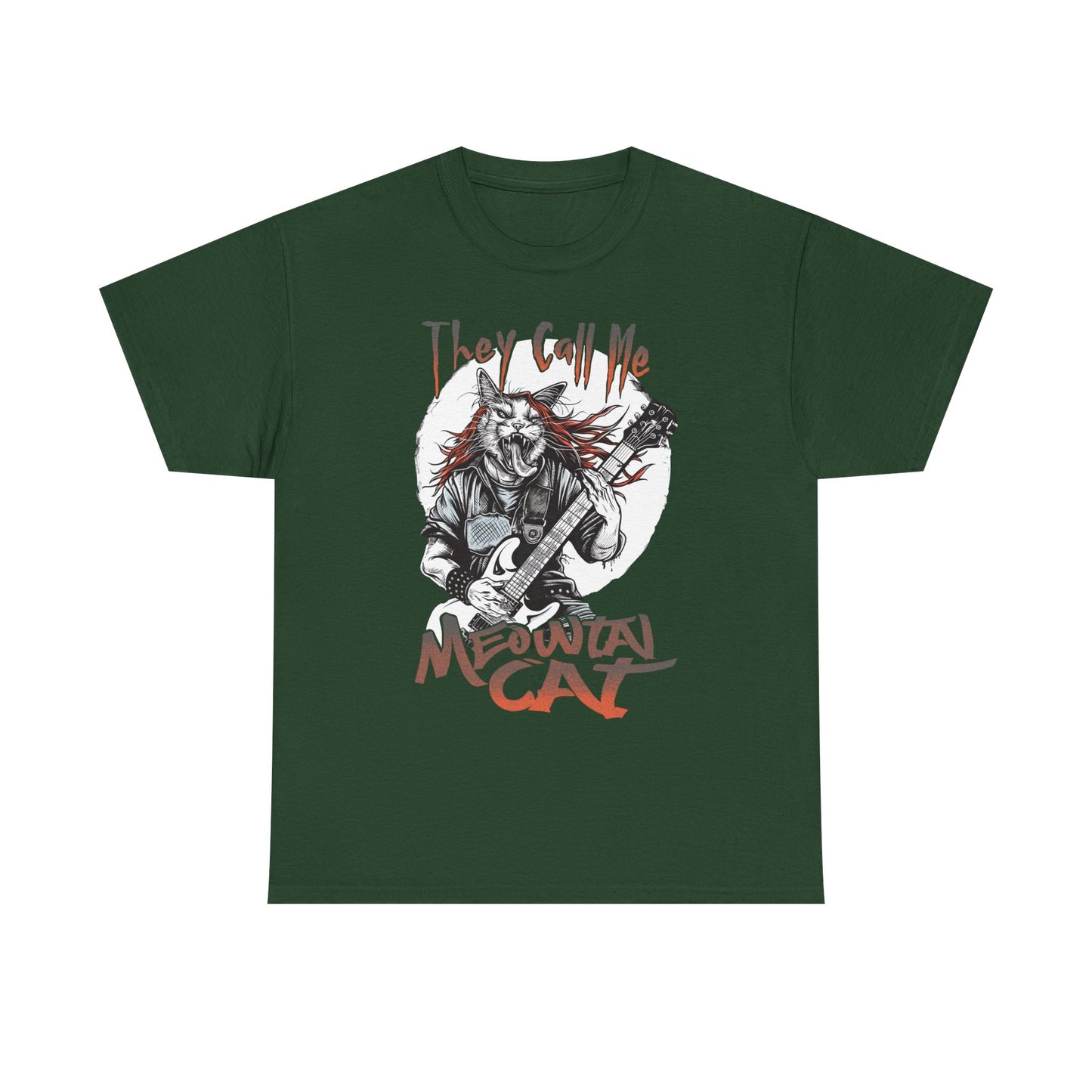 Meowtal Cat Guitar T-Shirt — "They Call Me Meowtal Cat" Rock Music Tee