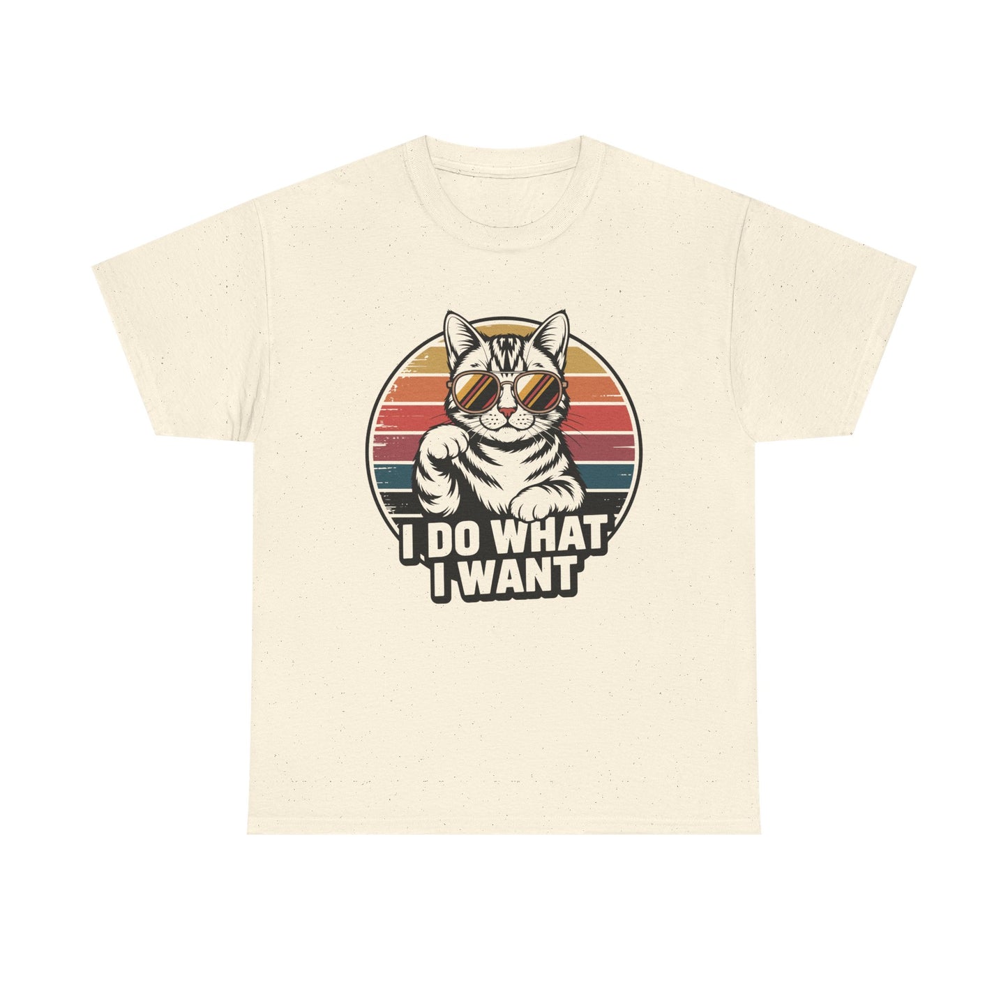 I Do What I Want Cat T-Shirt — Retro Sunglasses Vintage Stripe Graphic Tee