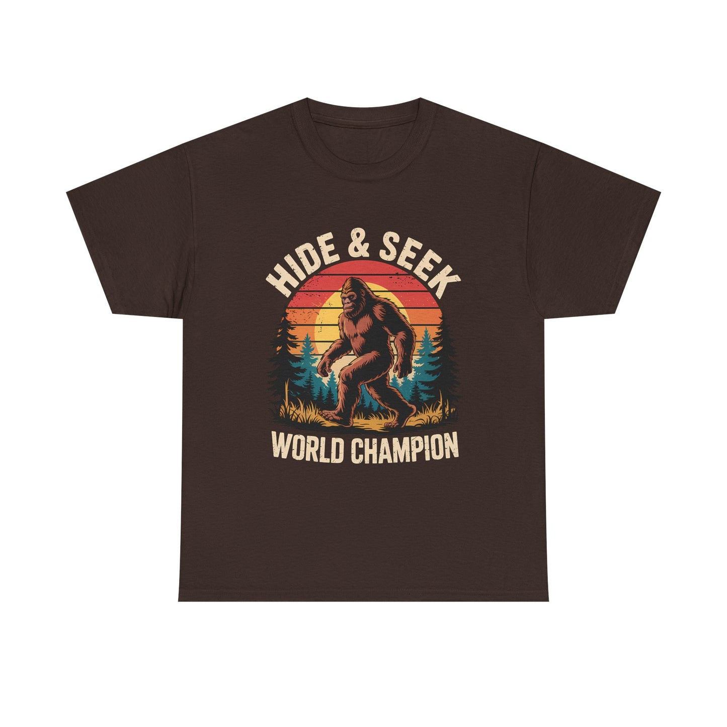 Hide & Seek World Champion T-Shirt — Funny Bigfoot Sasquatch Graphic Tee
