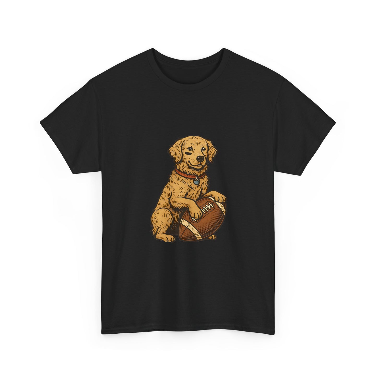 Golden Retriever Puppy Football Tee — Cute Dog with Football Graphic T-Shirt