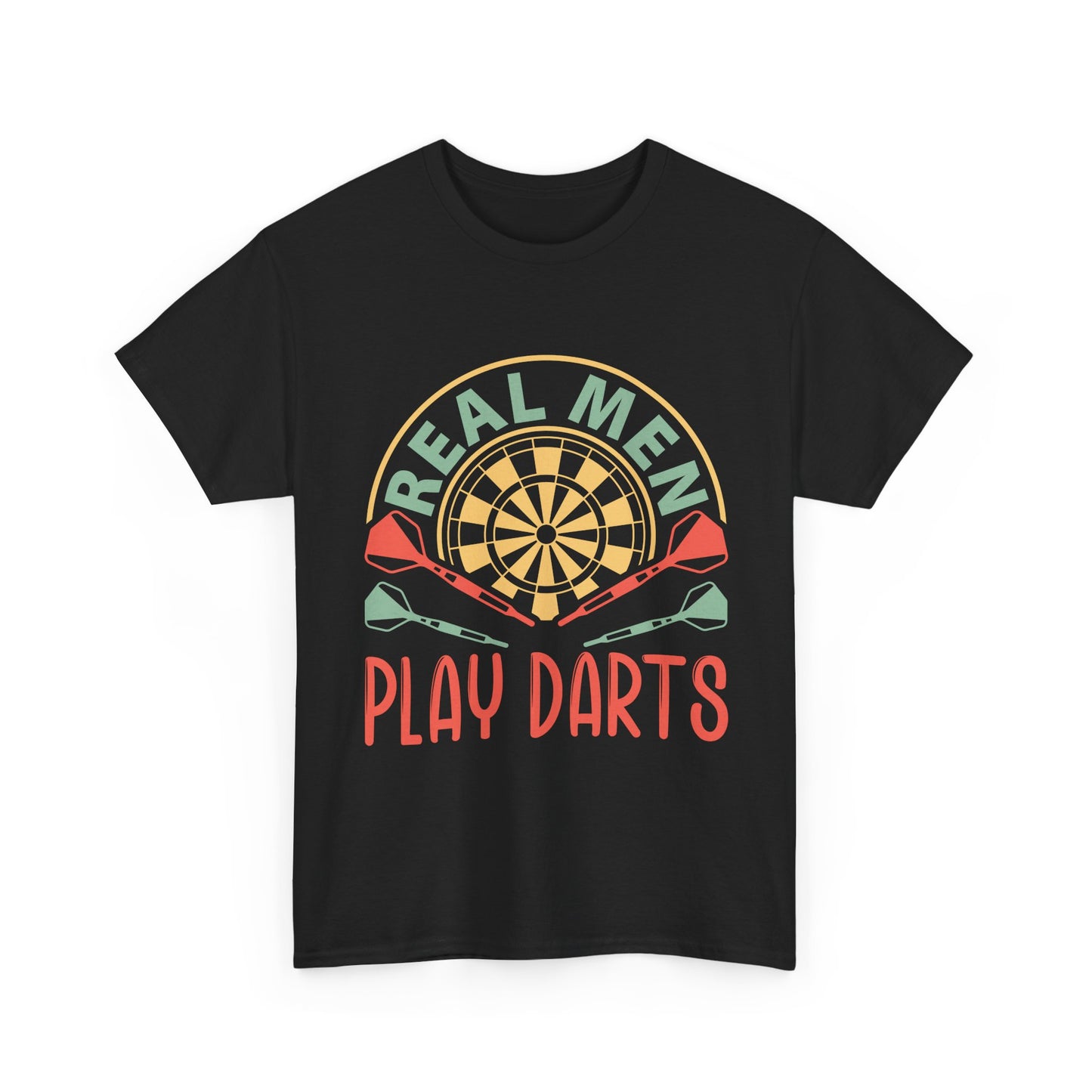 Darts T-Shirt — “Real Men Play Darts” Retro Dartboard Tee