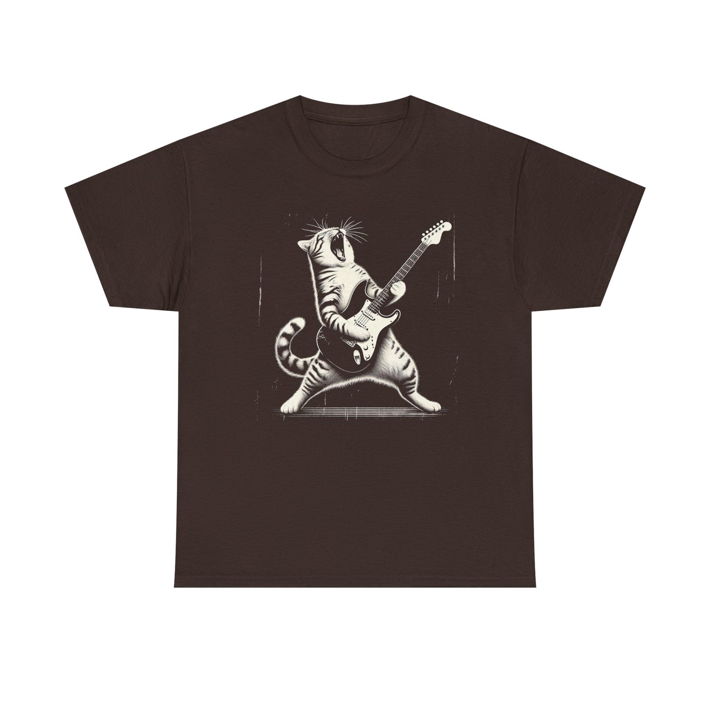 Cat Rocker T-Shirt — Guitar Playing Cat Vintage Band Tee