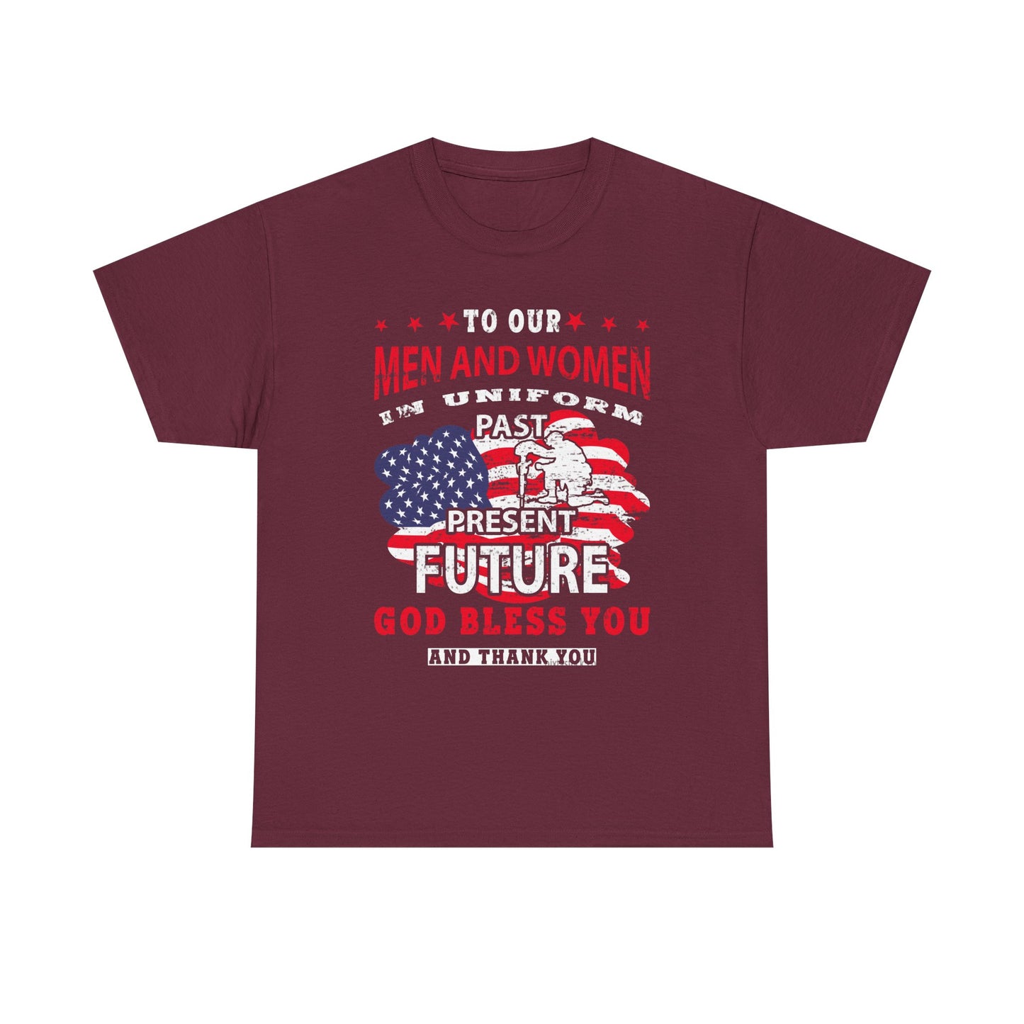 Veterans Tribute T-Shirt — "To Our Men and Women" American Flag Military Tee