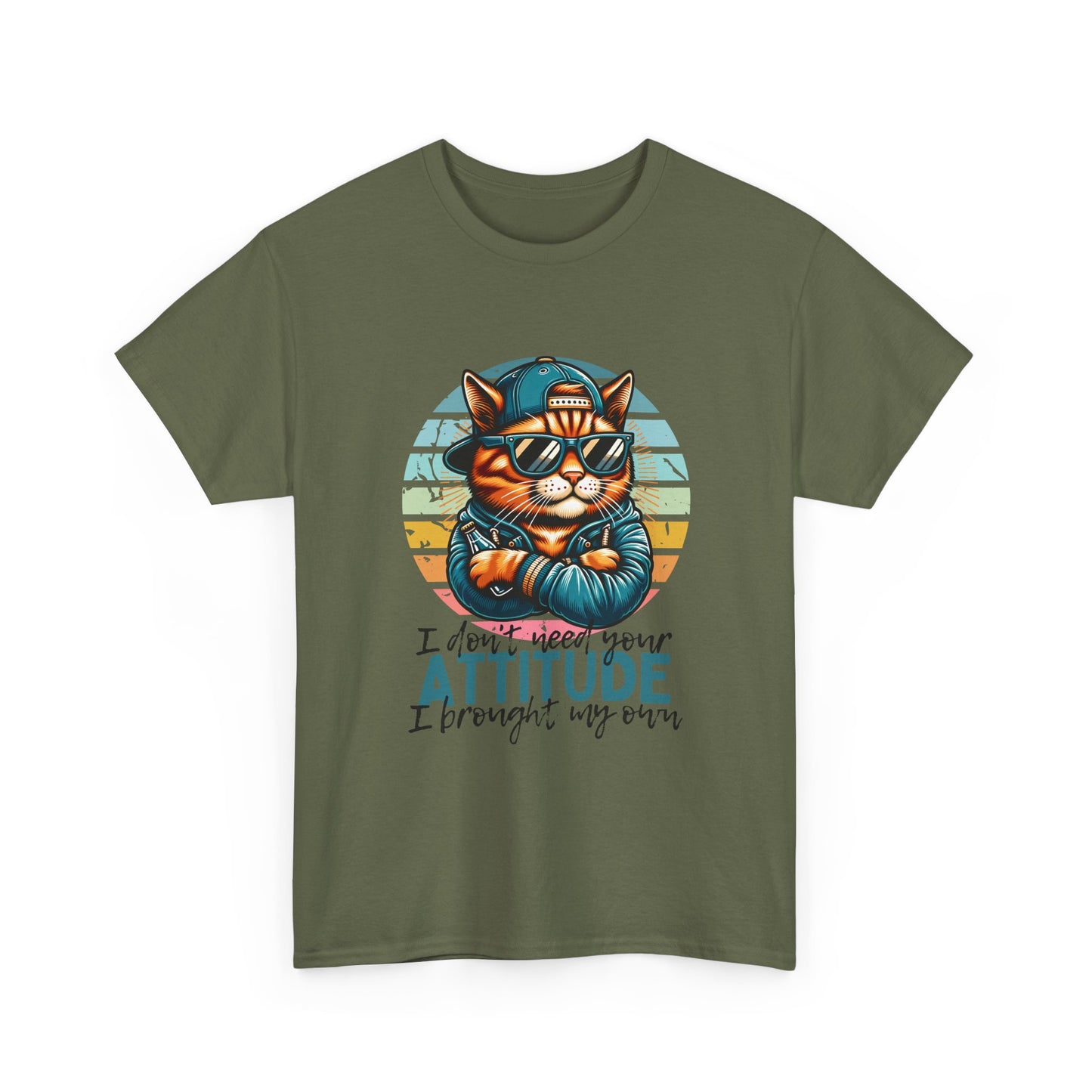 Cat Attitude T-Shirt – Retro Cool Cat Graphic Tee ("I didn’t lose my attitude, I brought my own")