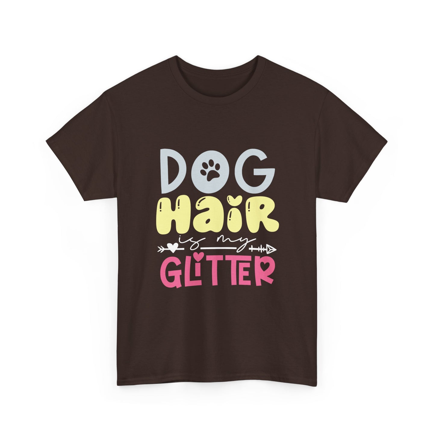 Dog Hair Glitter T-Shirt — Cute Paw Print Pet Lover Tee