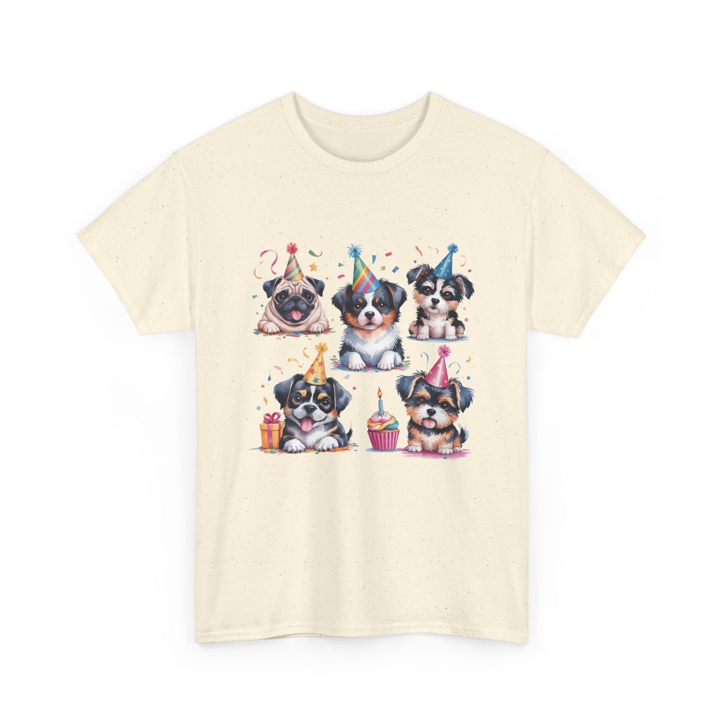Birthday Puppies T‑Shirt — Cute Party Dogs with Cupcakes