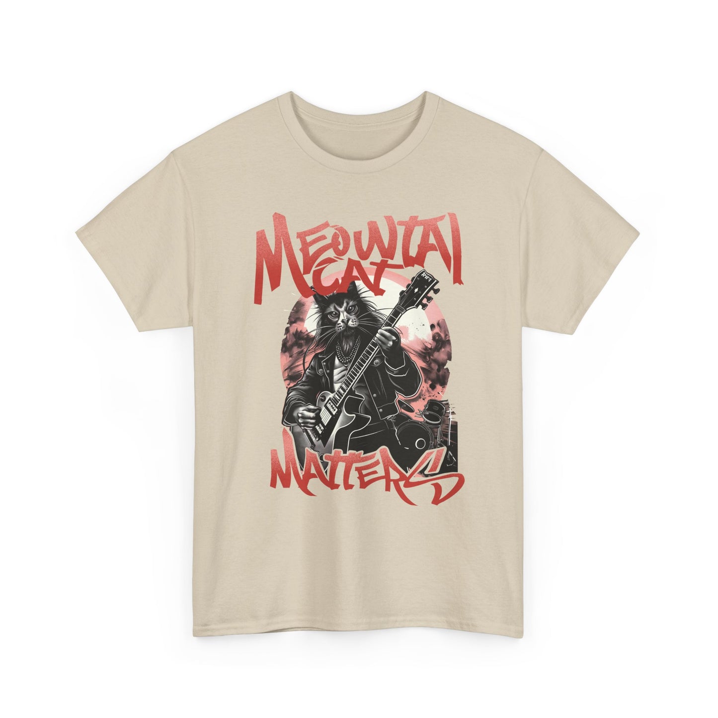 Cat Metal T-Shirt – “Meowtal Matters” Rock Guitar Cat Tee