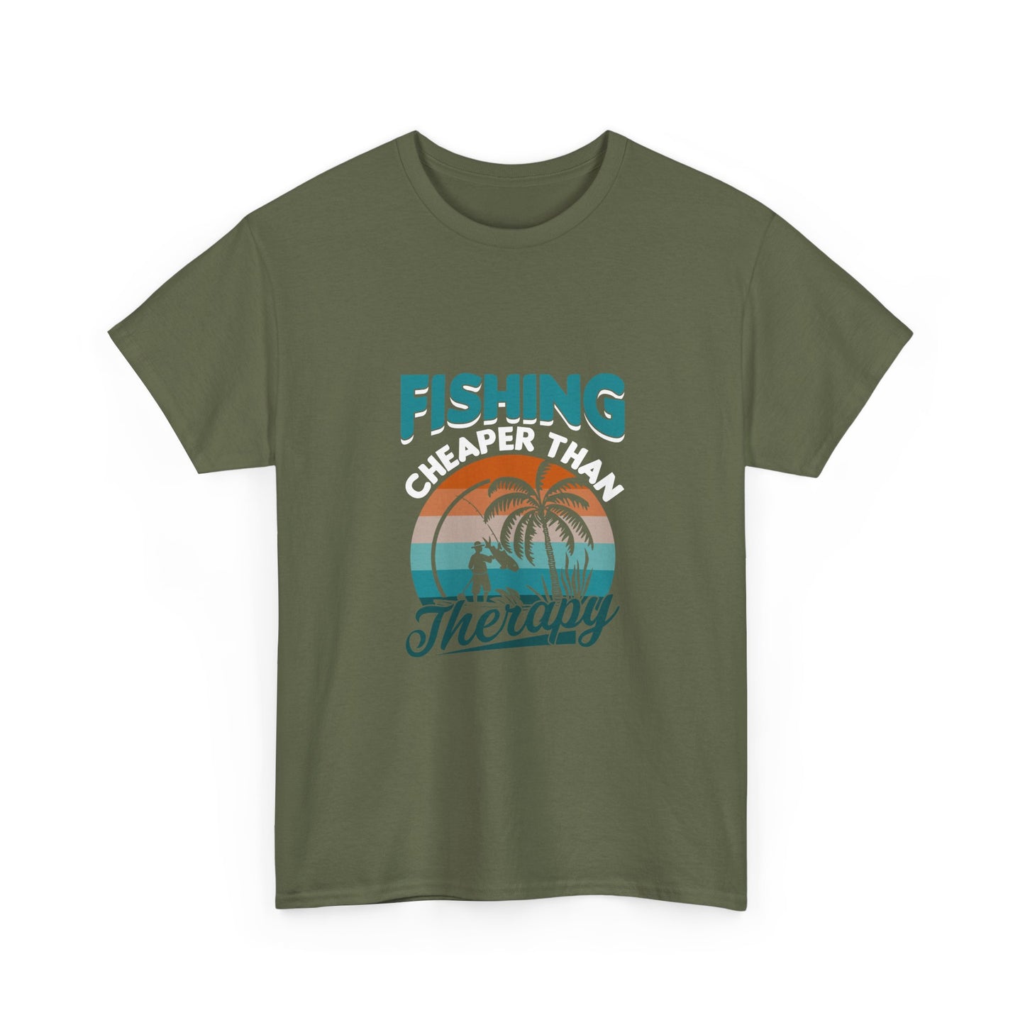 Fishing Cheaper Than Therapy T-Shirt — Retro Palm Beach Fishing Tee