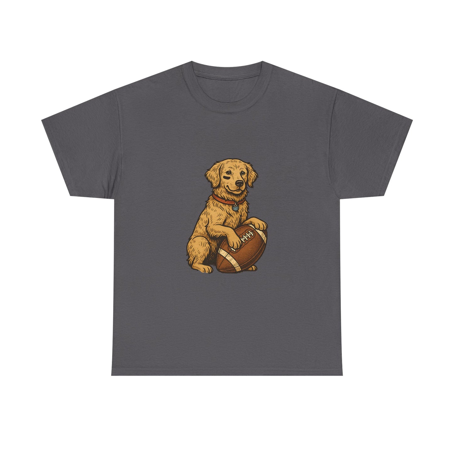 Golden Retriever Puppy Football Tee — Cute Dog with Football Graphic T-Shirt