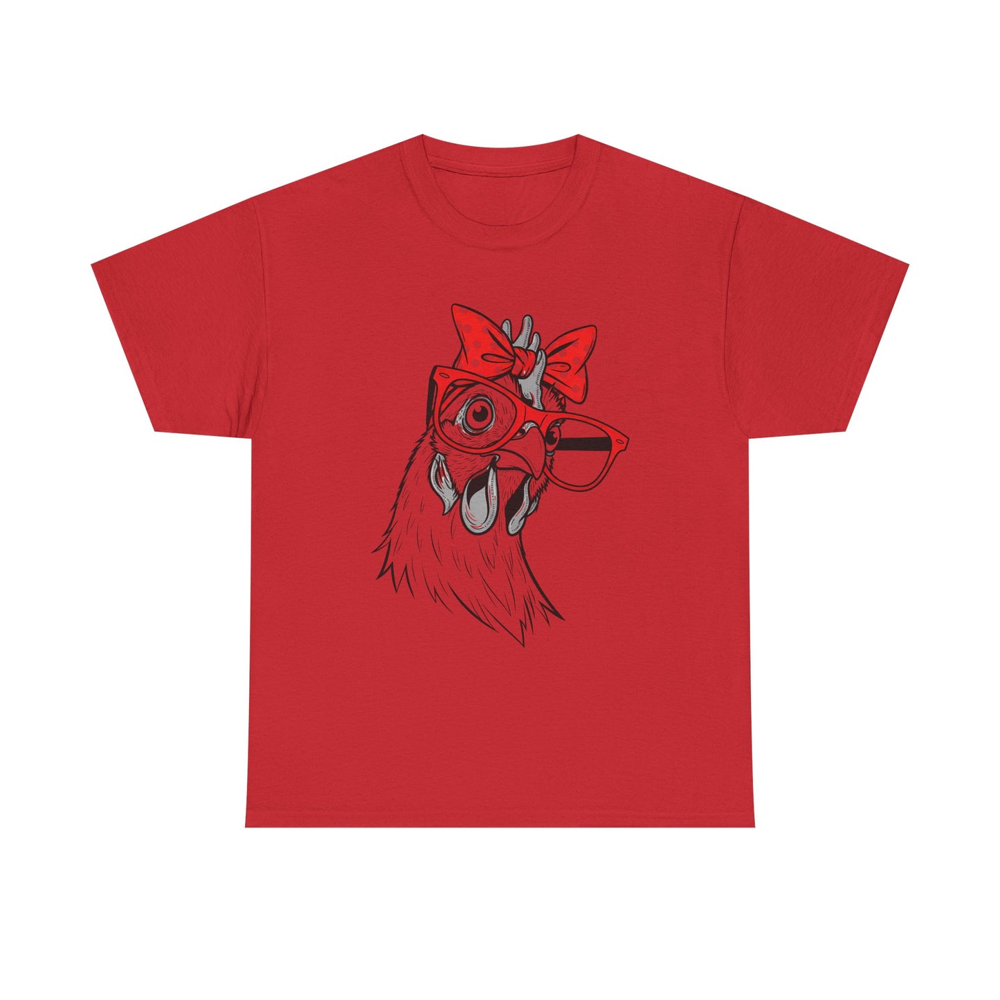 Chicken with Polka Dot Bow Tee - Cute Retro Hen Graphic T-Shirt