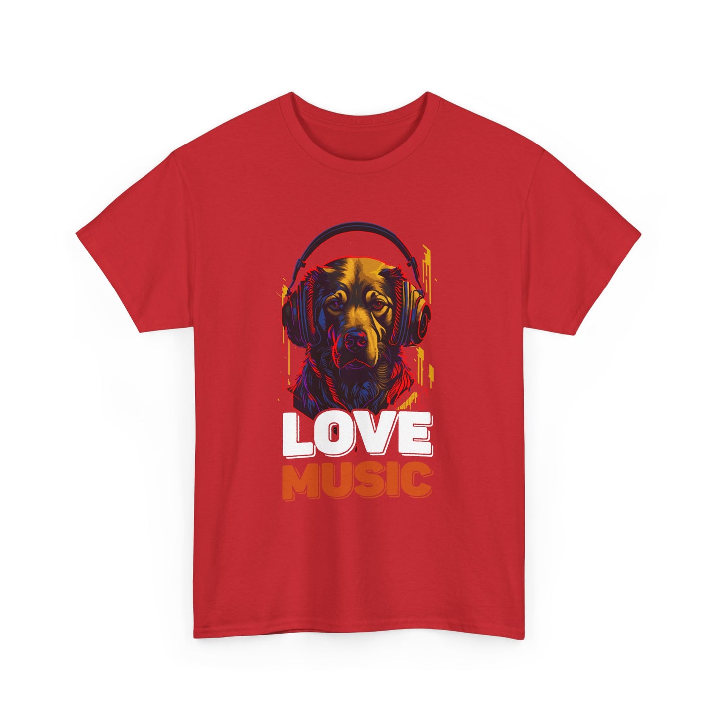 Love Music Dog Tee — Retro Headphones Graphic T-Shirt