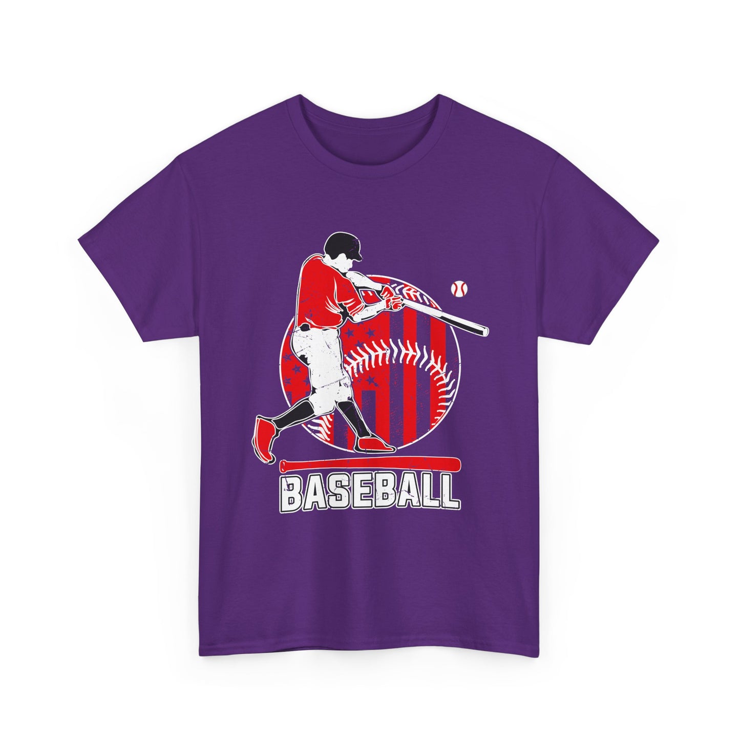 Baseball Player Graphic Tee — Vintage Red Batter Design