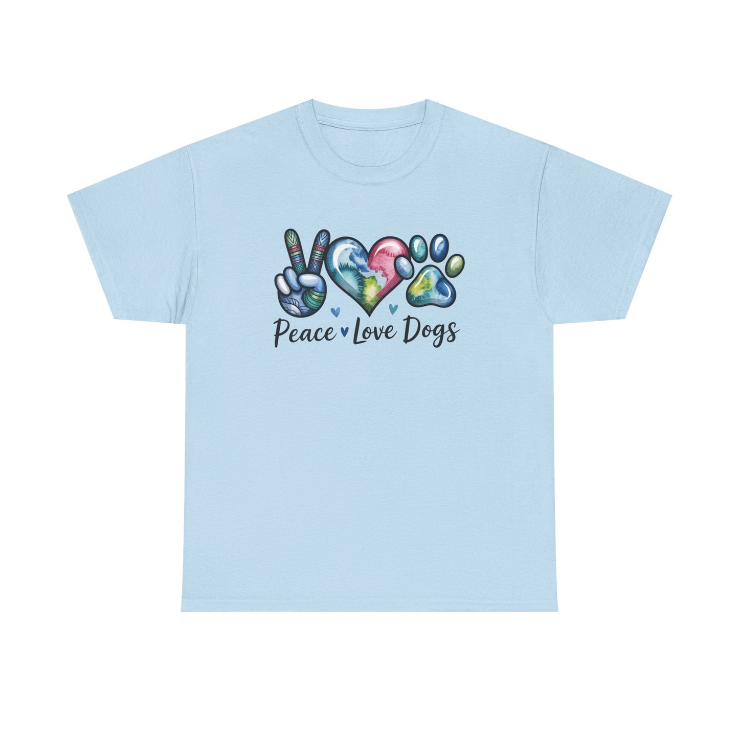 Peace Love Dogs T-Shirt — Cute Paw Print Graphic Tee for Dog Lovers