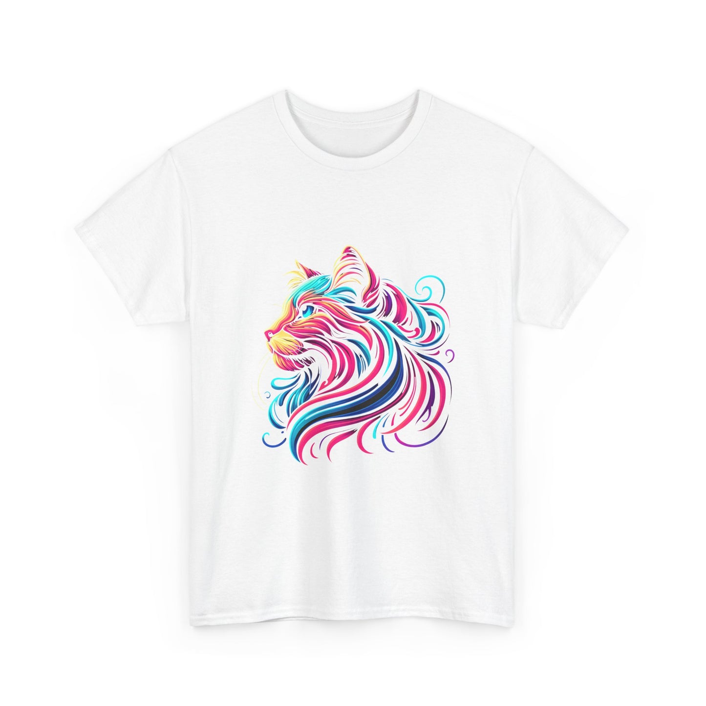 Colorful Cat Portrait T-Shirt — Vibrant Whimsical Feline Tee