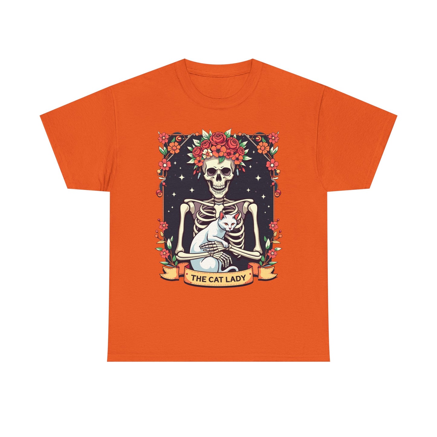 Cat Lady Skeleton T-Shirt — Floral Day of the Dead Cat Tee