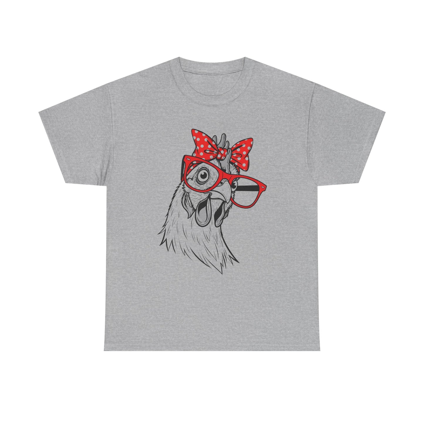 Chicken with Polka Dot Bow Tee - Cute Retro Hen Graphic T-Shirt