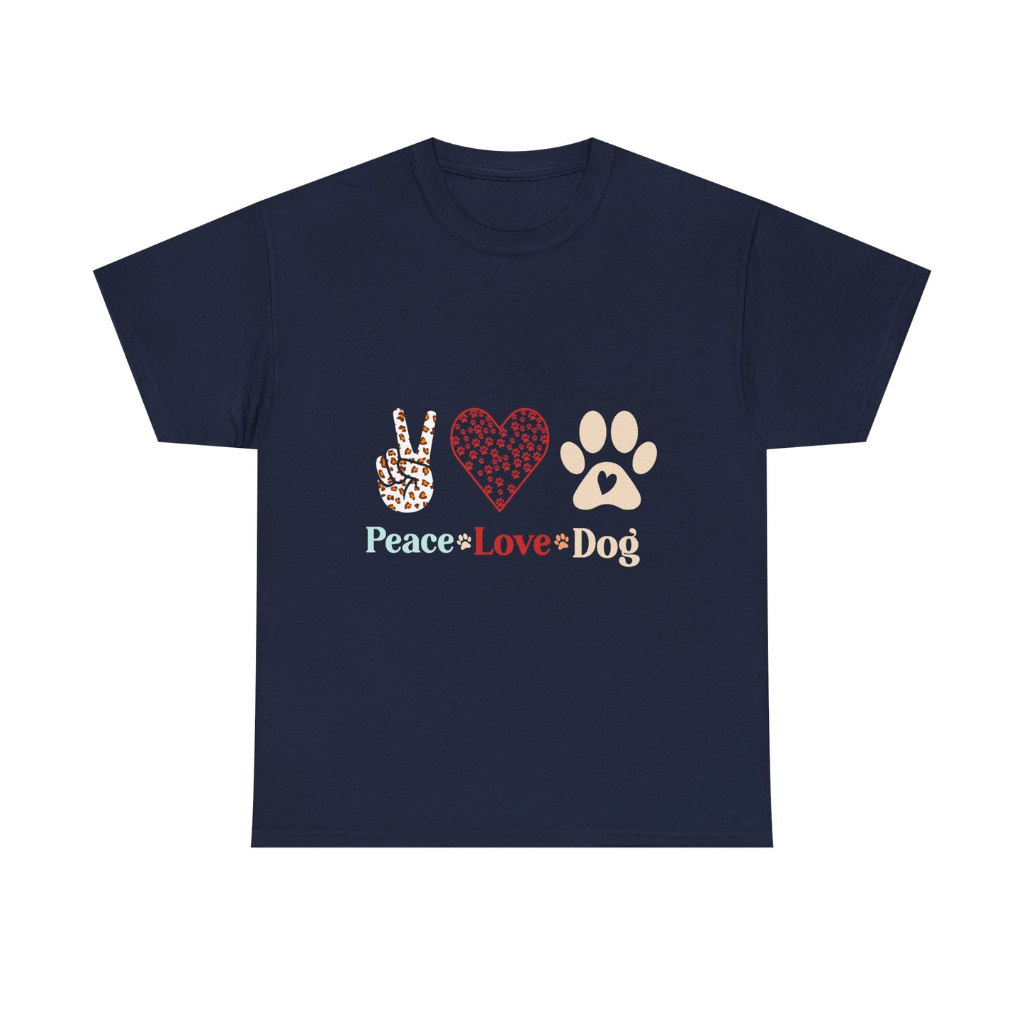Peace Love Dog T-Shirt - Paw Print & Peace Sign Graphic Tee for Dog Lovers