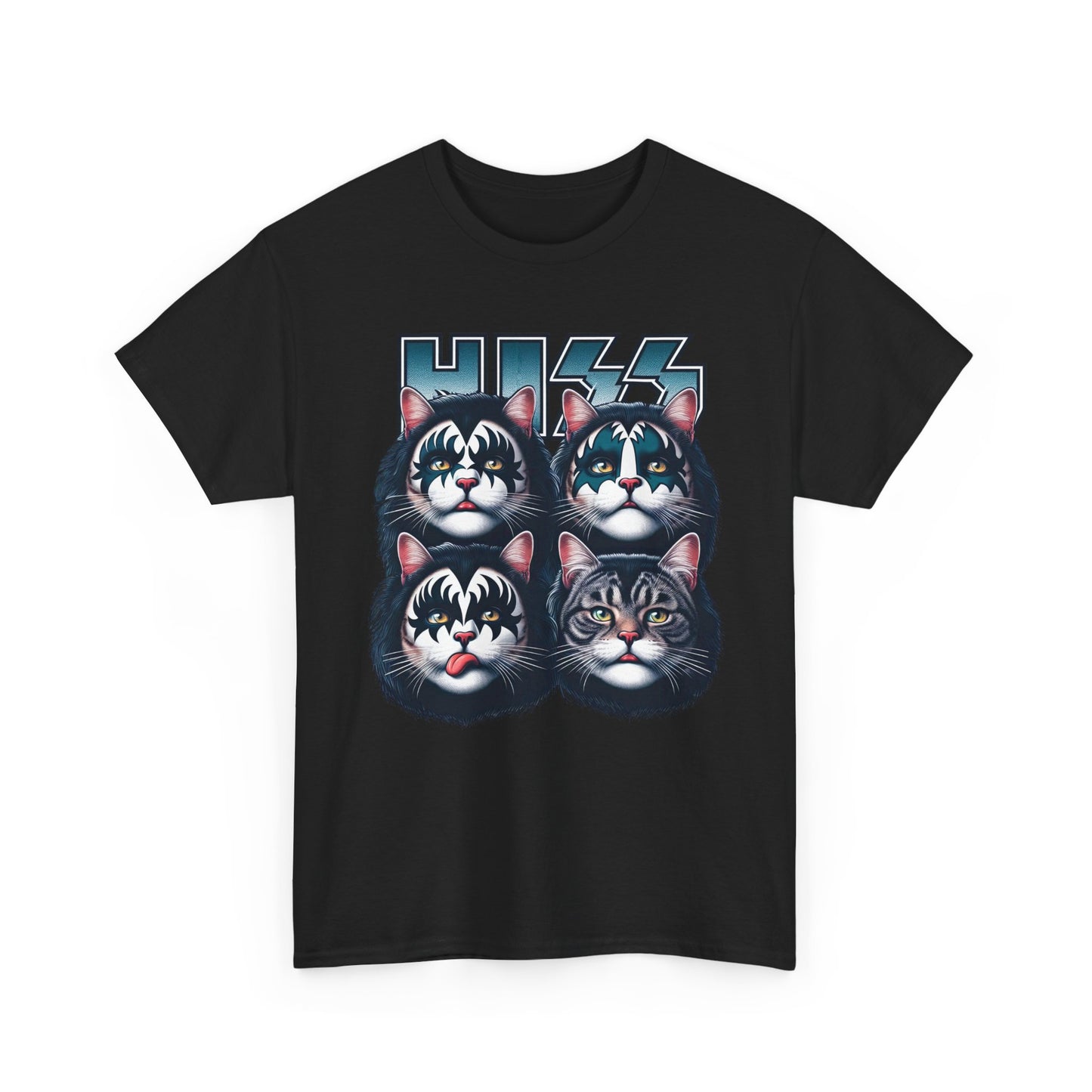 KISS-Style Rock Cat Band T-Shirt