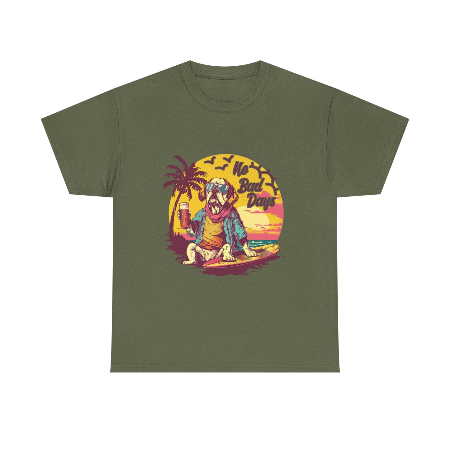 T-Shirt — "No Bad Days" Surf Sloth Retro Beach Tee