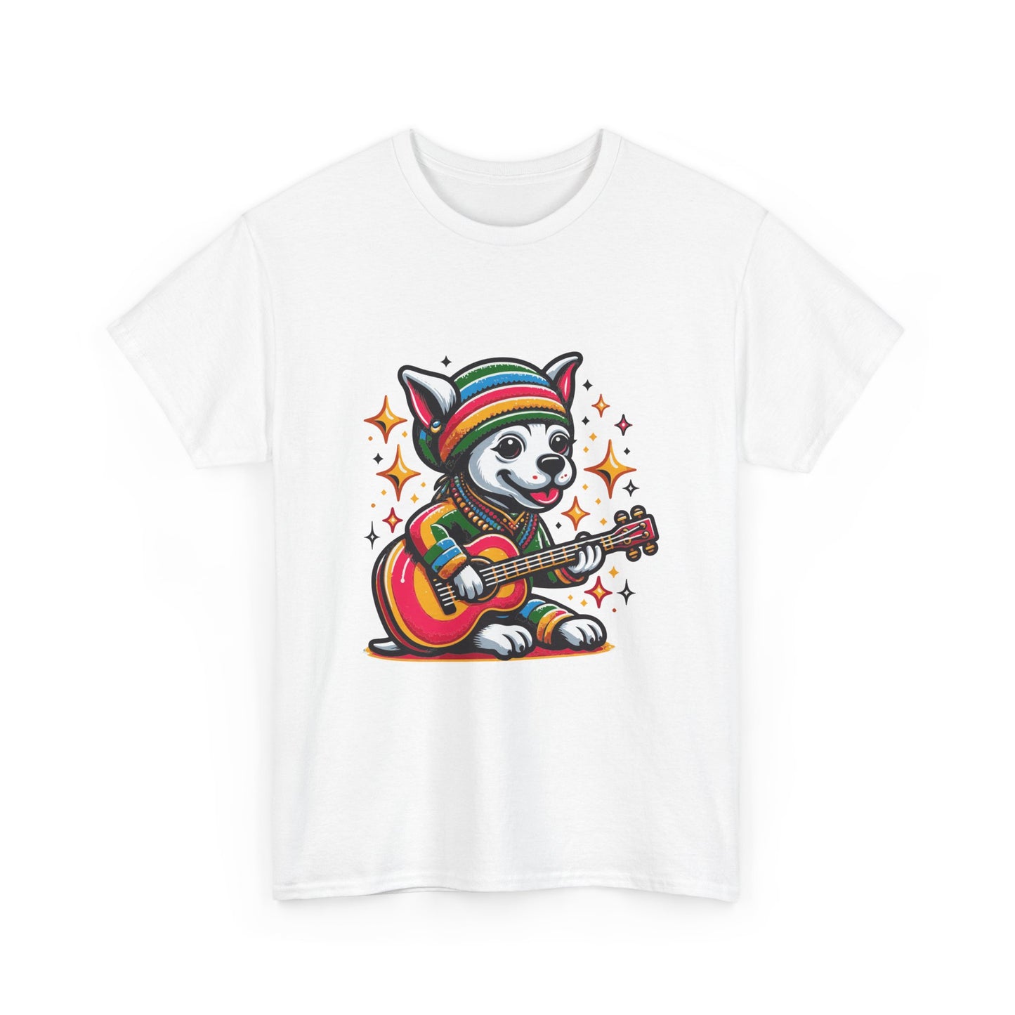 Pup Reggae Guitar Tee — Cute Dog Playing Guitar Graphic T-Shirt