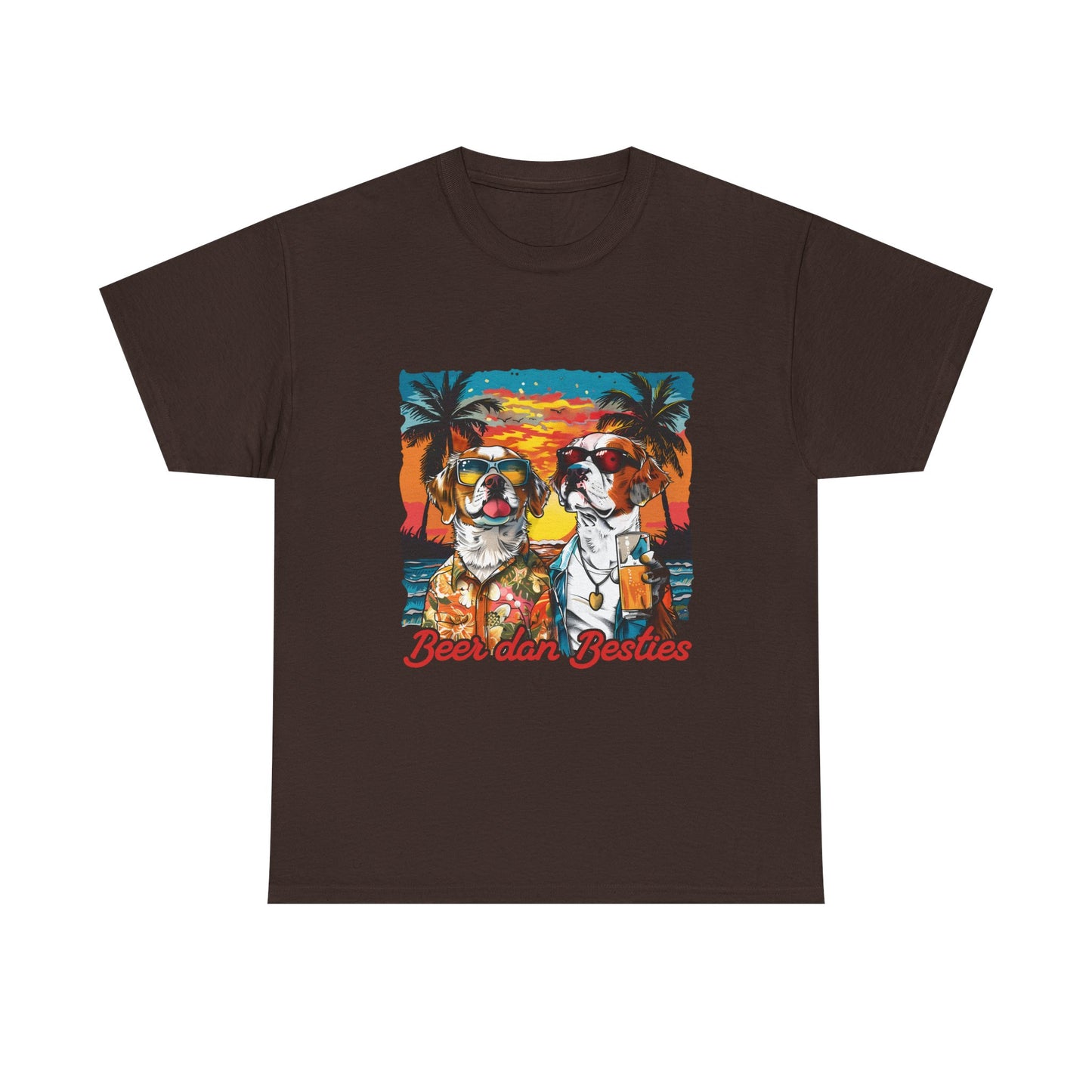 T-Shirt — 'Beer dan Besties' Retro Sunset Dogs Tee