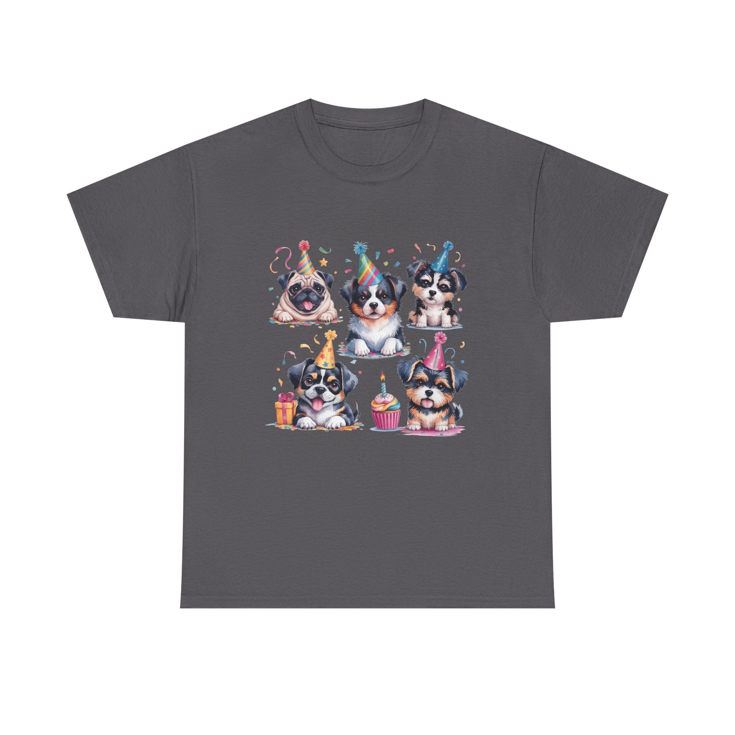 Birthday Puppies T‑Shirt — Cute Party Dogs with Cupcakes
