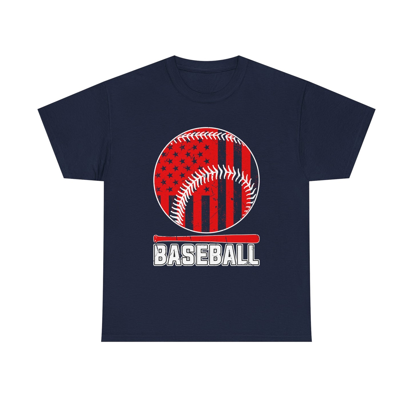 Baseball Flag Graphic Tee — Red & Black Baseball USA Design