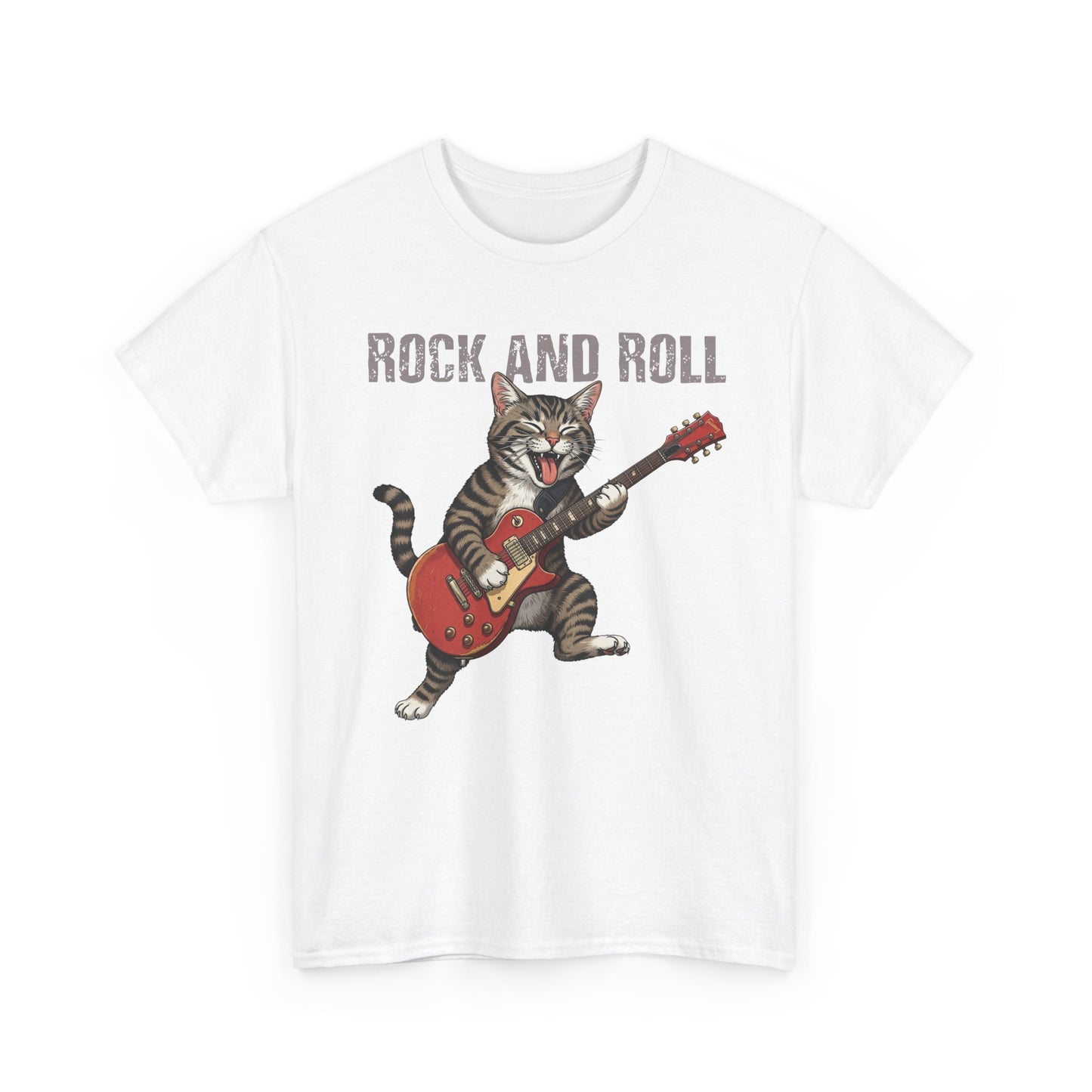 Rock and Roll Cat T-Shirt — Vintage Guitar Kitty Graphic Tee